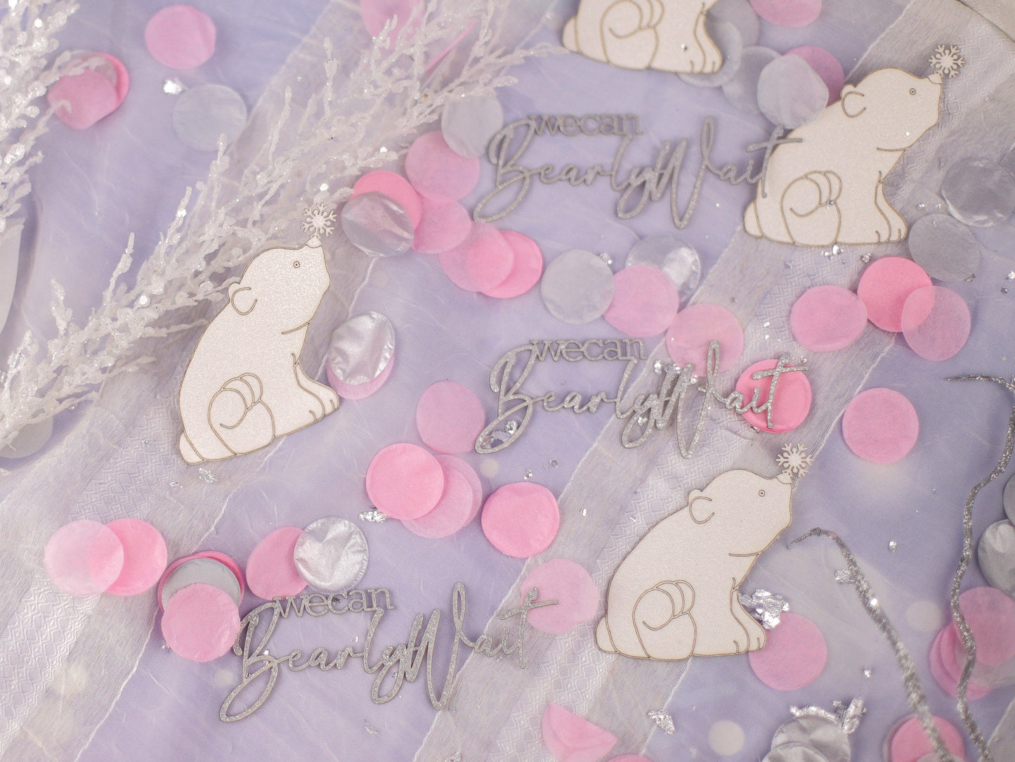 We Can Bearly Wait, Winter Gender Reveal, Polar Bear Theme Baby Shower, Winter Wonderland Baby Shower, Baby Shower Confetti