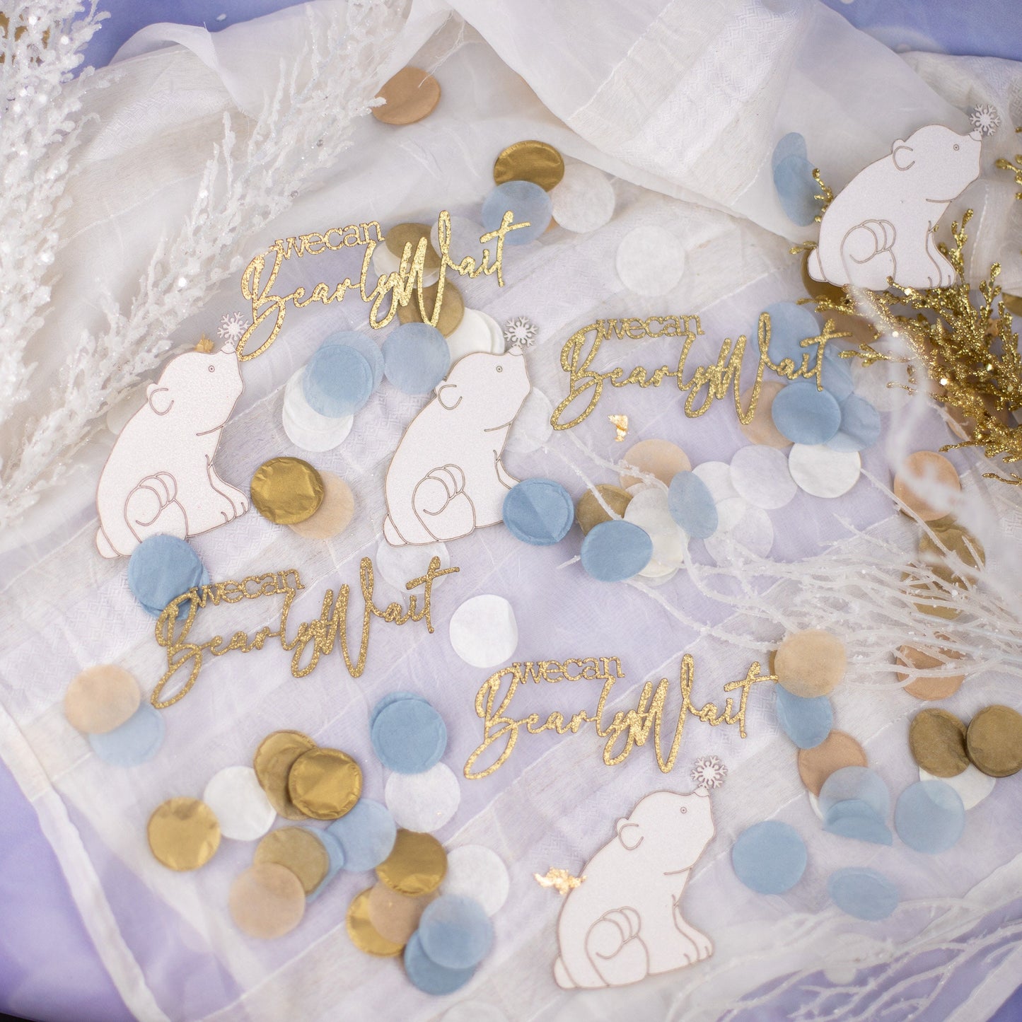 We Can Bearly Wait Baby Shower Decorations, Boy Baby Shower, Confetti, Polar Bear, Winter Wonderland Baby Shower, Winter Gender Reveal