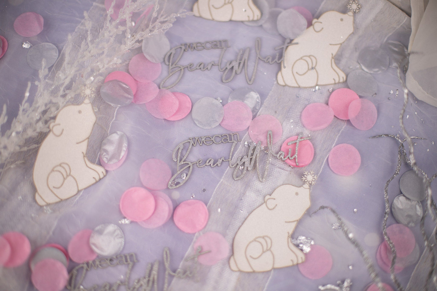 We Can Bearly Wait, Winter Gender Reveal, Polar Bear Theme Baby Shower, Winter Wonderland Baby Shower, Baby Shower Confetti