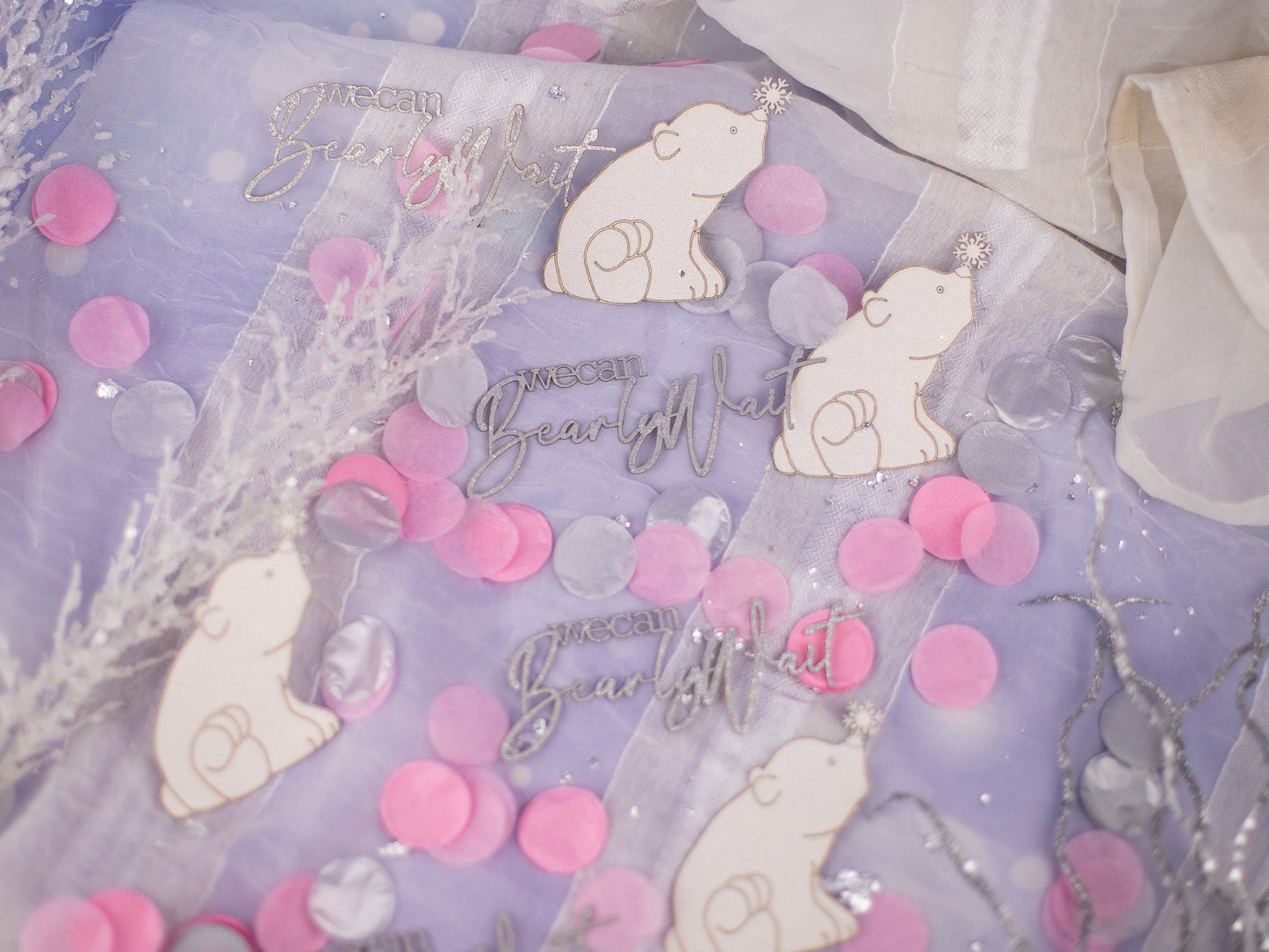 We Can Bearly Wait, Winter Gender Reveal, Polar Bear Theme Baby Shower, Winter Wonderland Baby Shower, Baby Shower Confetti