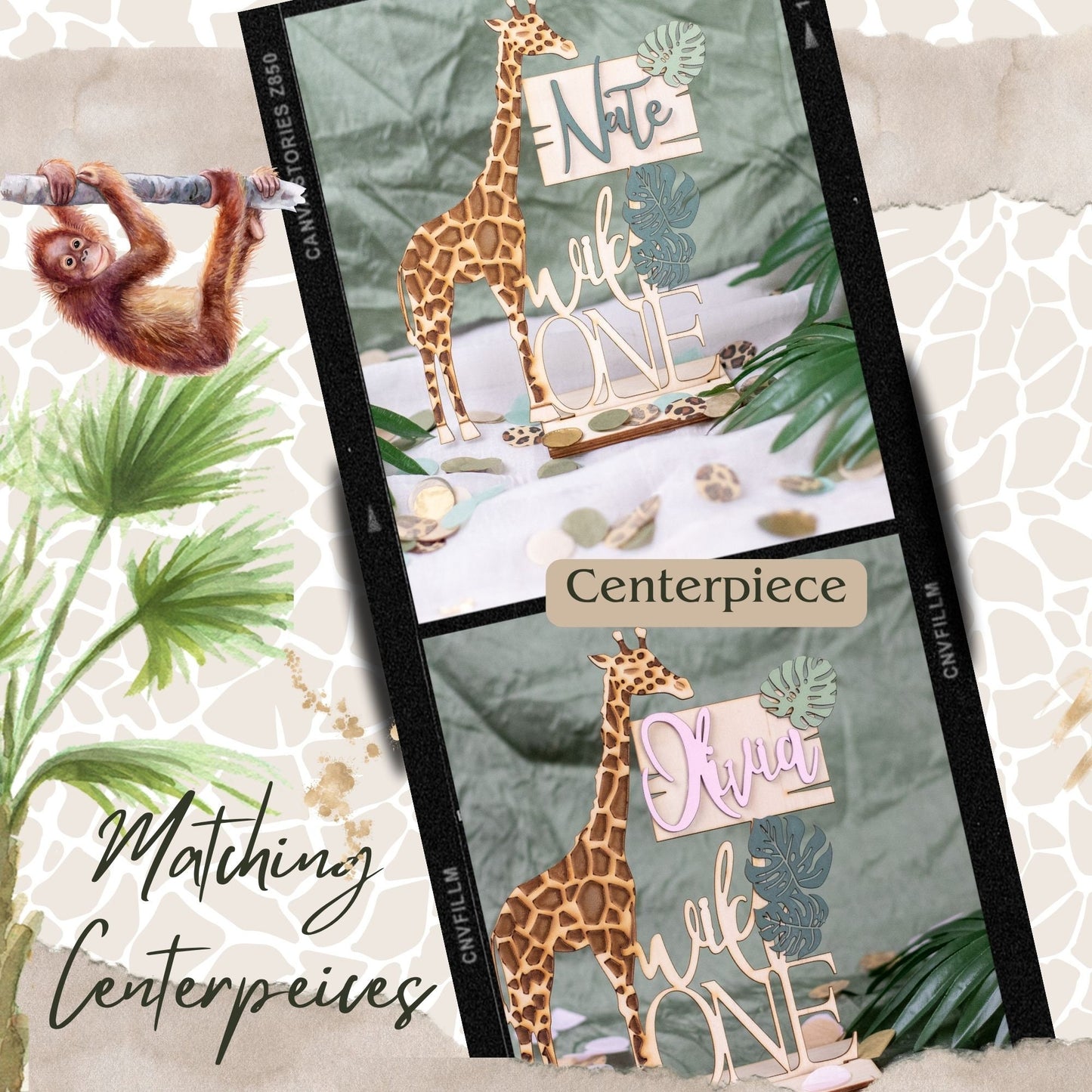 Two Wild Birthday Cake Topper, Safari 2nd Birthday, Jungle Theme Birthday Decorations, 2nd Birthday Girl or Boy, Party Decorations