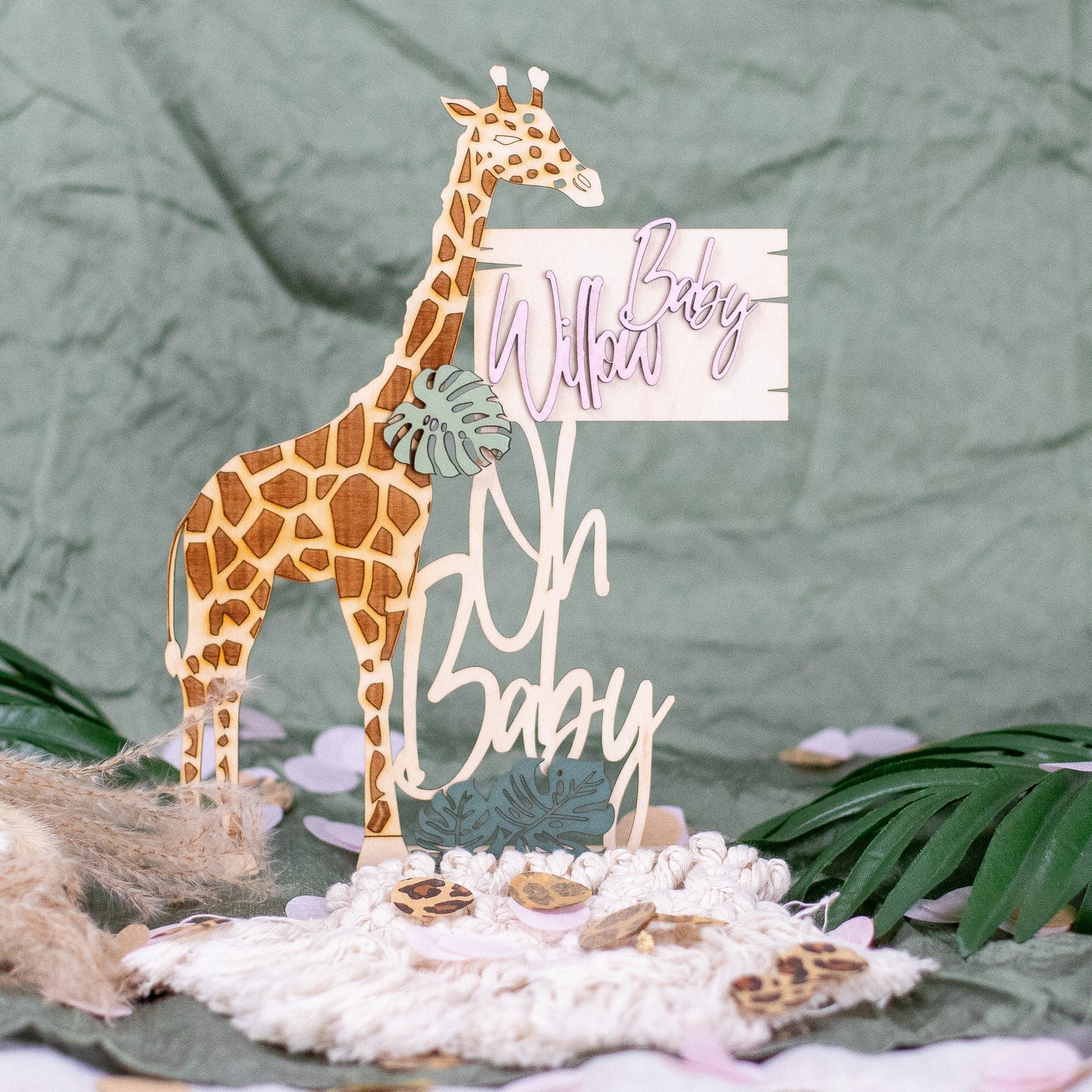 Safari Baby Shower, Oh Baby, Centerpiece, Jungle Baby Shower, Baby Boy Shower Decorations, Girl Baby Shower, Oh Baby Sign, Custom Name