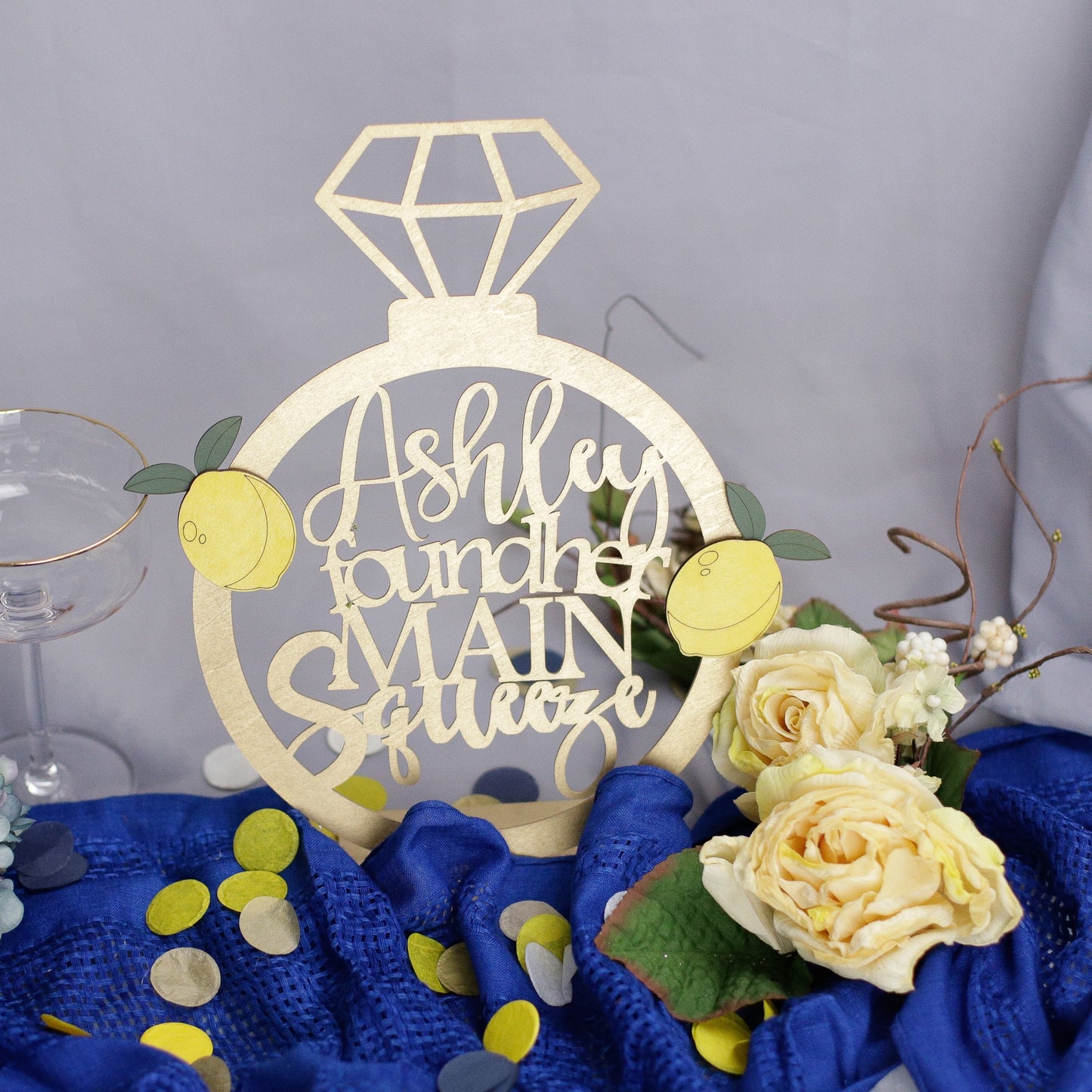 She Found Her Main Squeeze, Lemon Bridal Shower Centerpiece, Custom Name Sign, Bridal Brunch, Bridal Shower Decorations and Ideas
