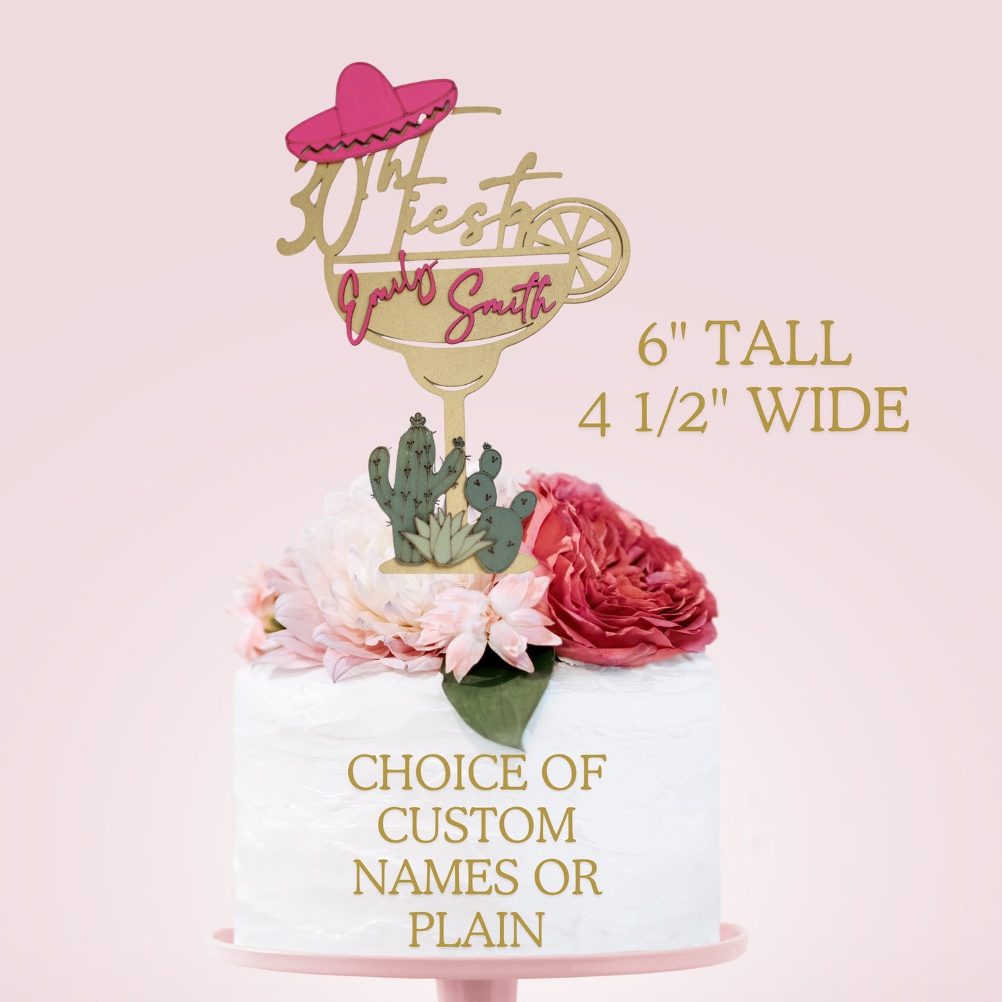 Fiesta Decorations, Custom Cake Topper, 40th Birthday Decorations, 30th Birthday Fiesta, 50 Birthday, Birthday Cake Topper, Margarita Party