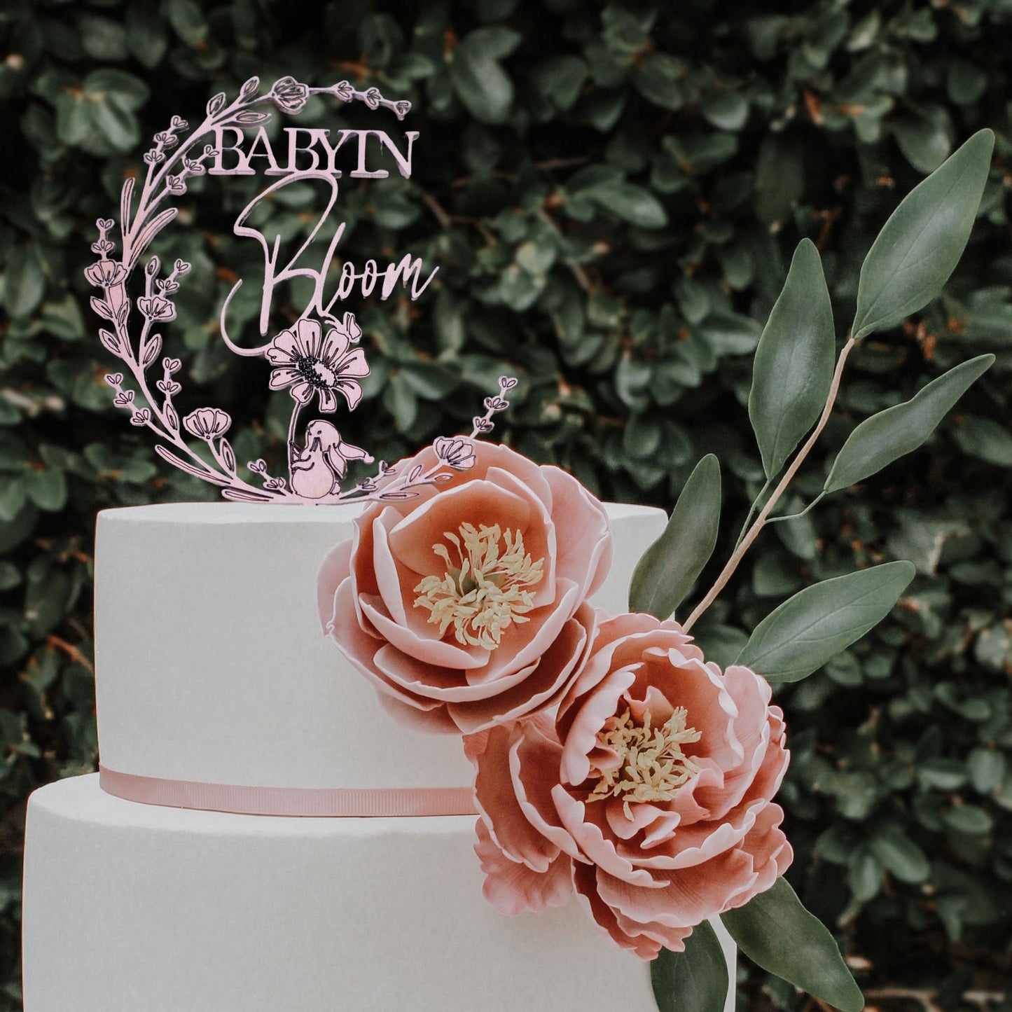 Baby In Bloom Baby Shower Cake Topper, Baby Shower Decor, Floral Baby Shower, Wooden Laser Cut Party Sign