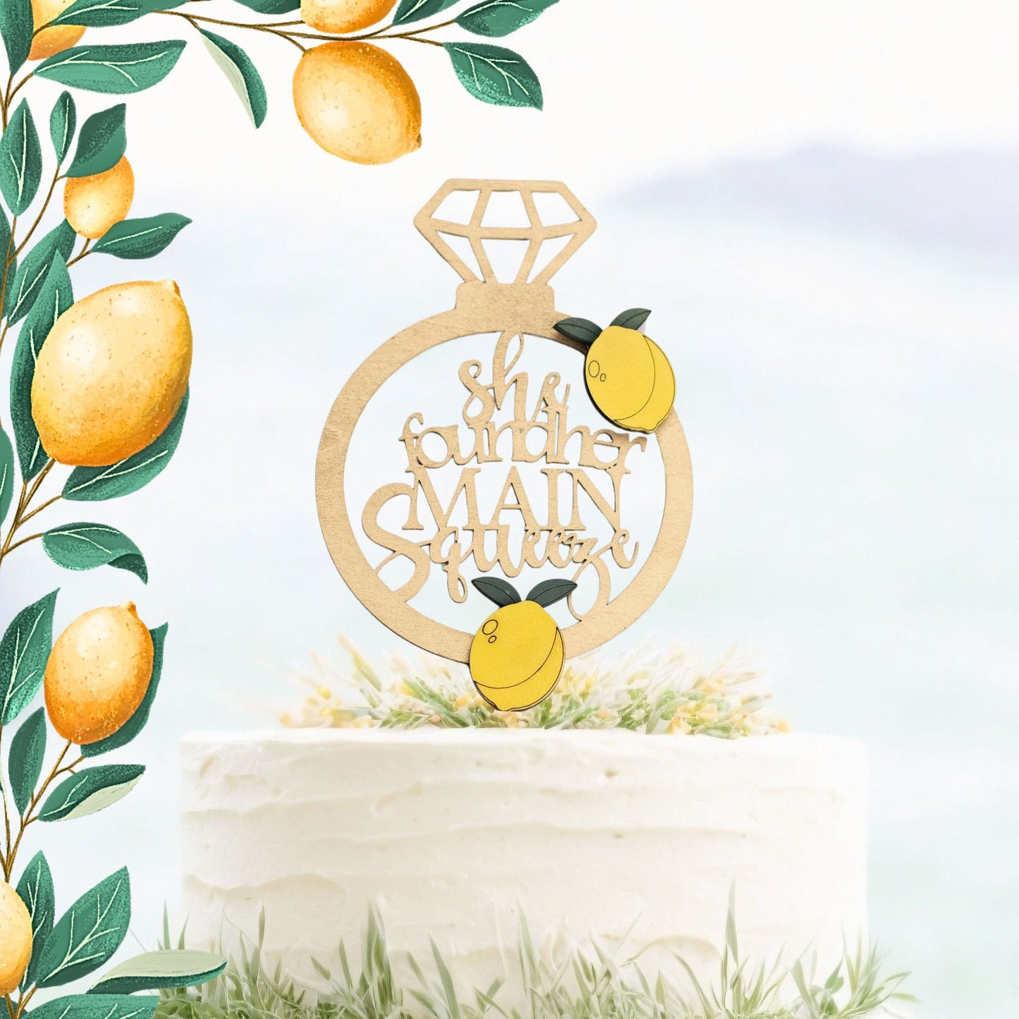 She Found Her Main Squeeze, Lemon Bridal Shower Cake Topper, Wedding Shower, Bridal Brunch, Bridal Shower Decorations and Ideas