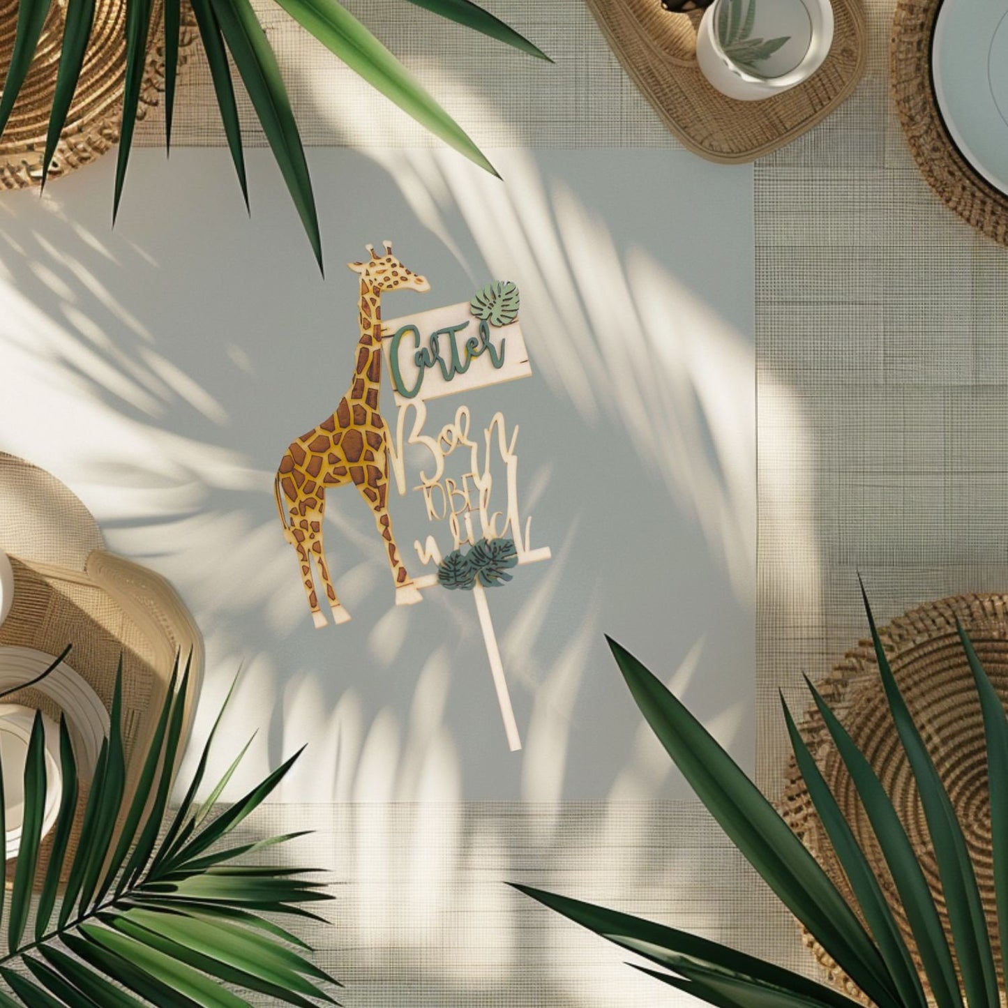 Born To Be Wild, Cake Topper, Safari Baby Shower, Custom Cake Topper, Jungle Baby Shower, Giraffe, Safari Cake Topper