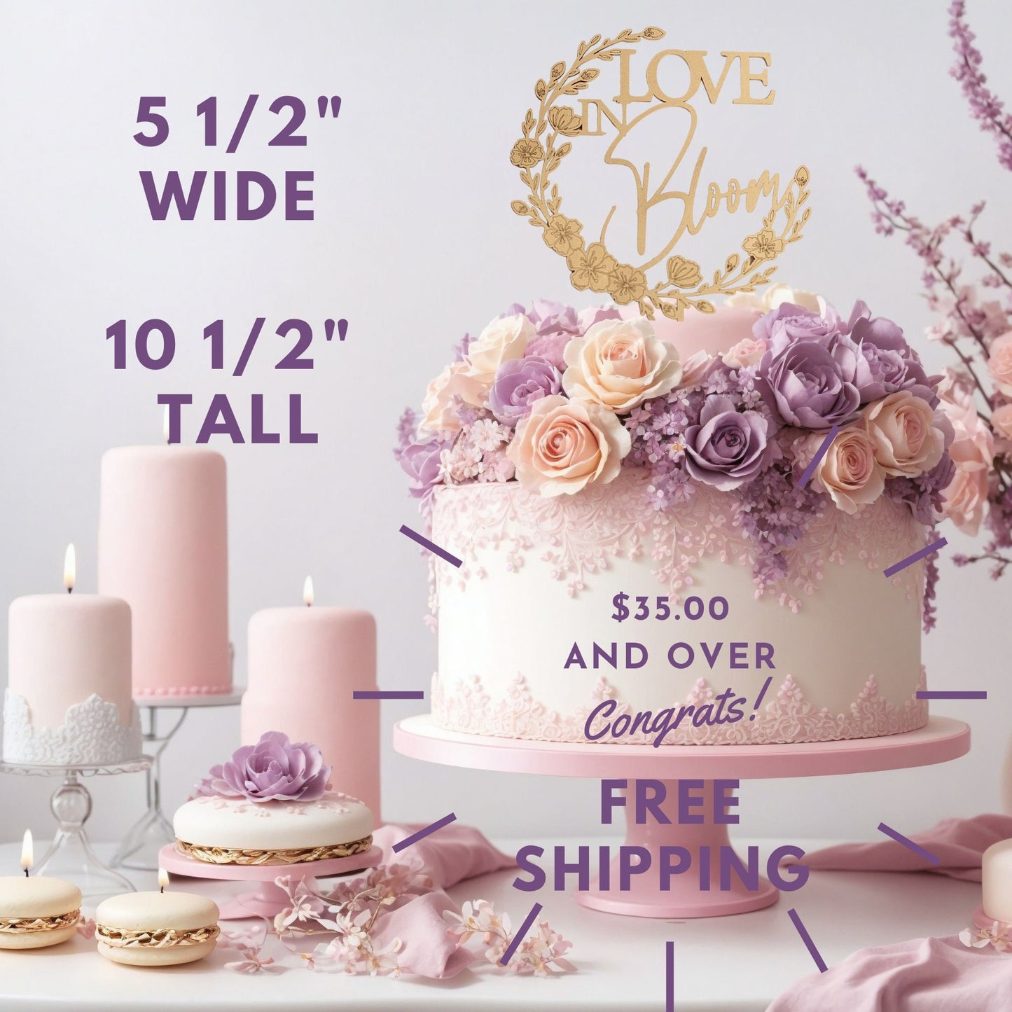 Love Is In Bloom Bridal Shower, Cake Topper, Bridal Shower Decor, Bridal Brunch ,Wedding Shower, Brunch And Bubbly