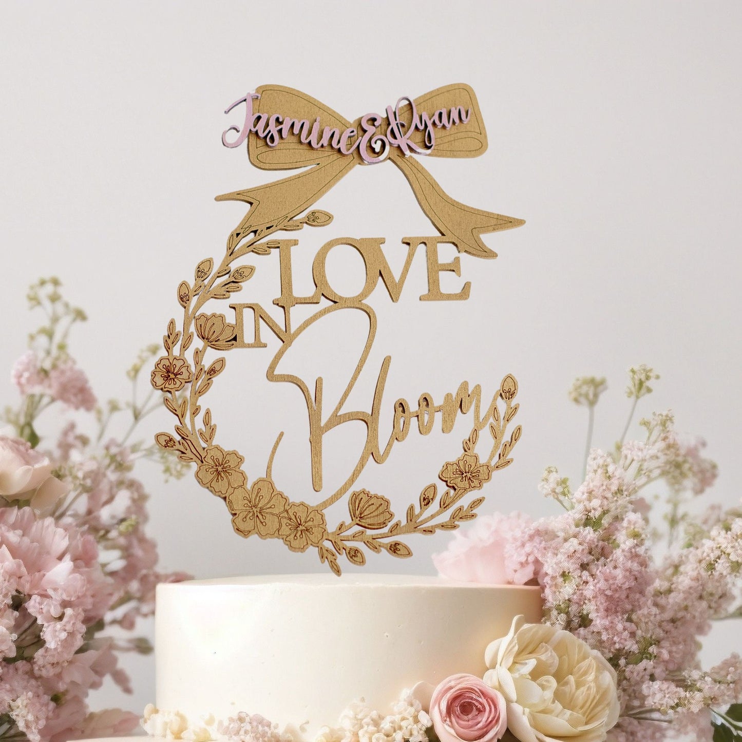Love Is In Bloom Bridal Shower, Custom Cake Topper, Personalized, Topper Bridal Shower Decor, Bridal Brunch ,Wedding Shower
