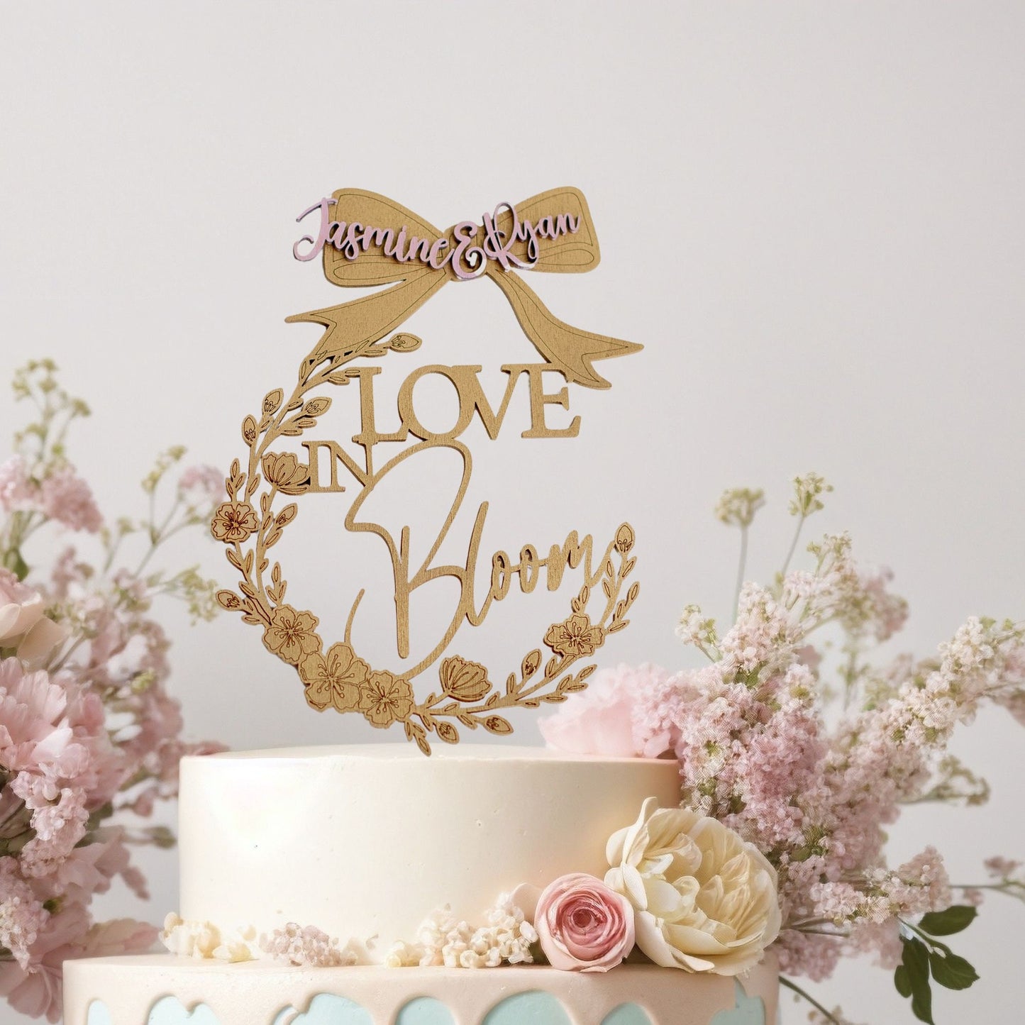 Love Is In Bloom Bridal Shower, Custom Cake Topper, Personalized, Topper Bridal Shower Decor, Bridal Brunch ,Wedding Shower