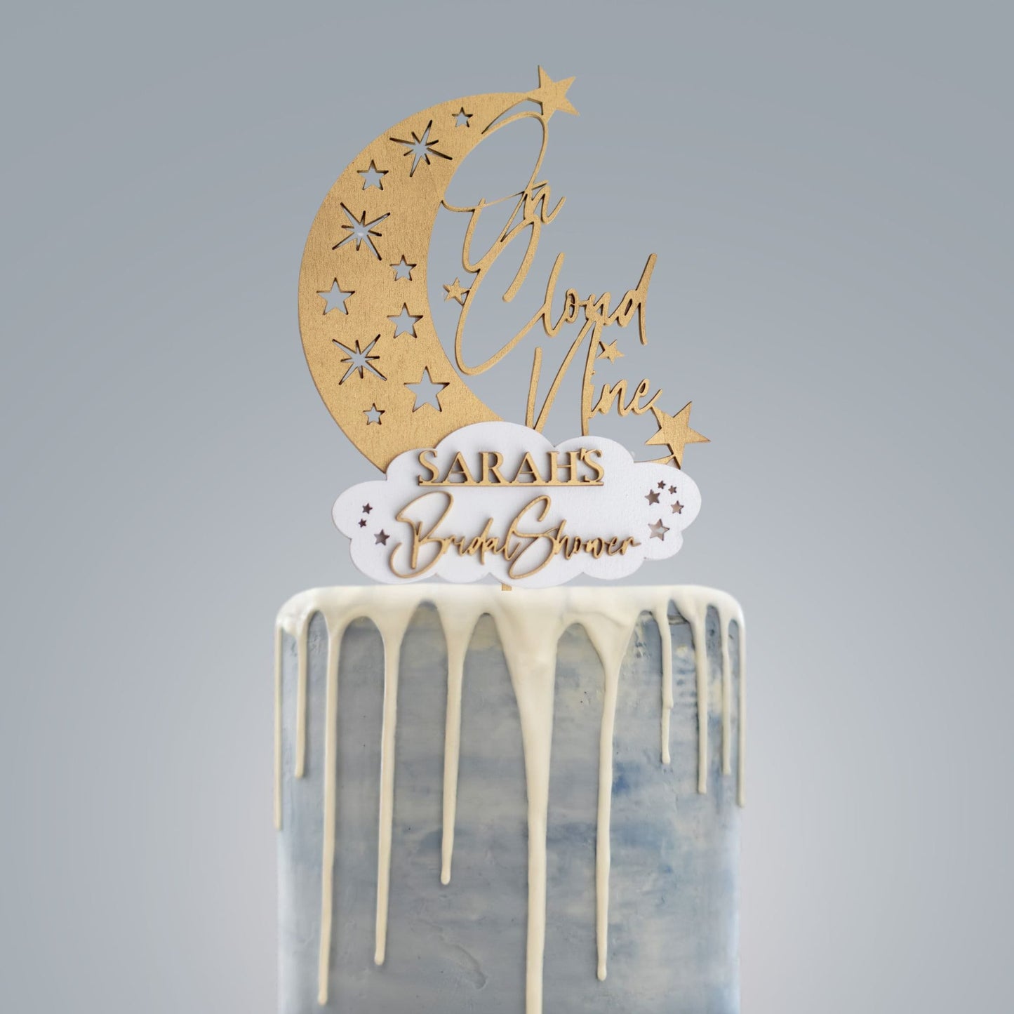 On Cloud Nine, Bridal Shower Cake Topper, Celestial Wedding, Name Cake Topper, Custom Cake Topper, Personalized Cake Topper, Wedding Shower