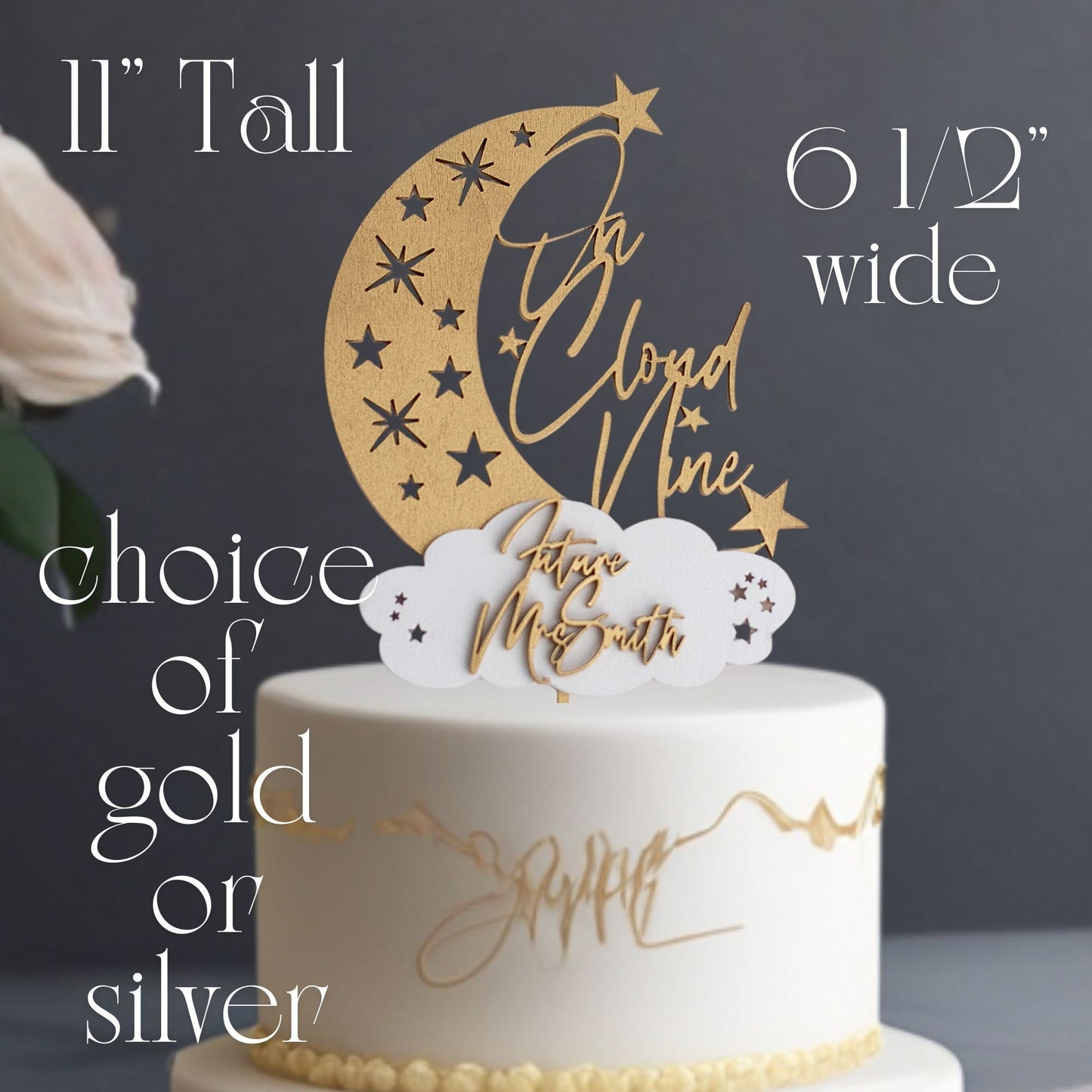Future Mrs, On Cloud Nine, Bridal Shower Cake Topper, Name Cake Topper, Custom Cake Topper, Personalized Cake Topper, Wedding Shower