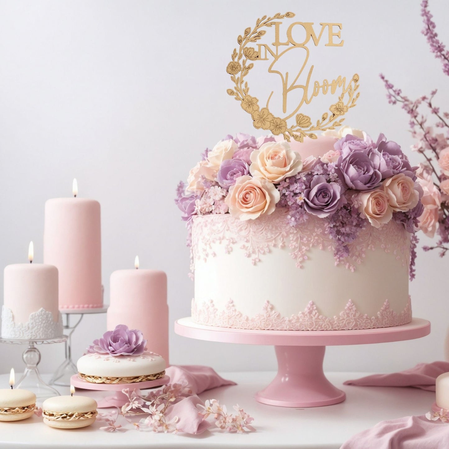 Love Is In Bloom Bridal Shower, Cake Topper, Bridal Shower Decor, Bridal Brunch ,Wedding Shower, Brunch And Bubbly
