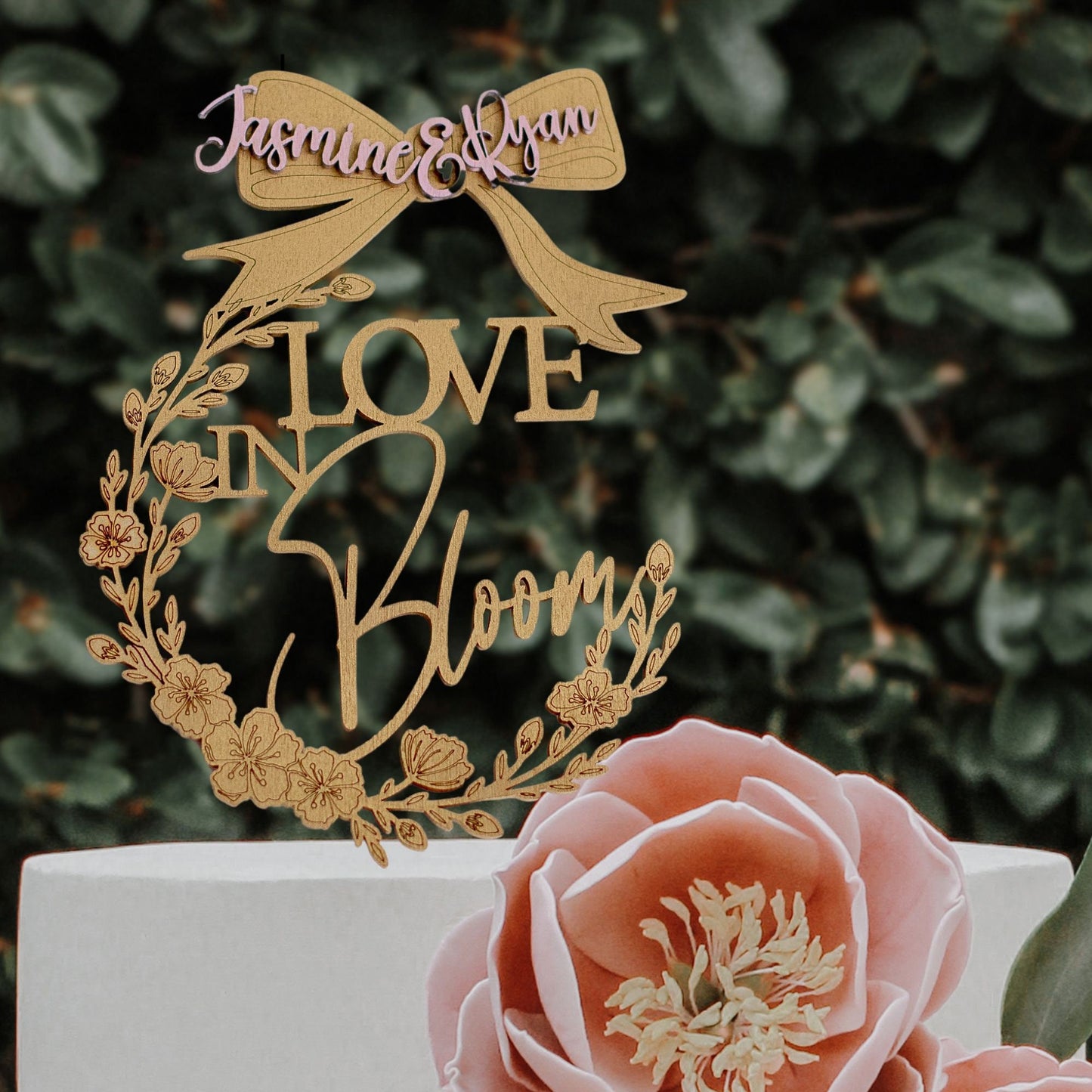 Love Is In Bloom Bridal Shower, Custom Cake Topper, Personalized, Topper Bridal Shower Decor, Bridal Brunch ,Wedding Shower
