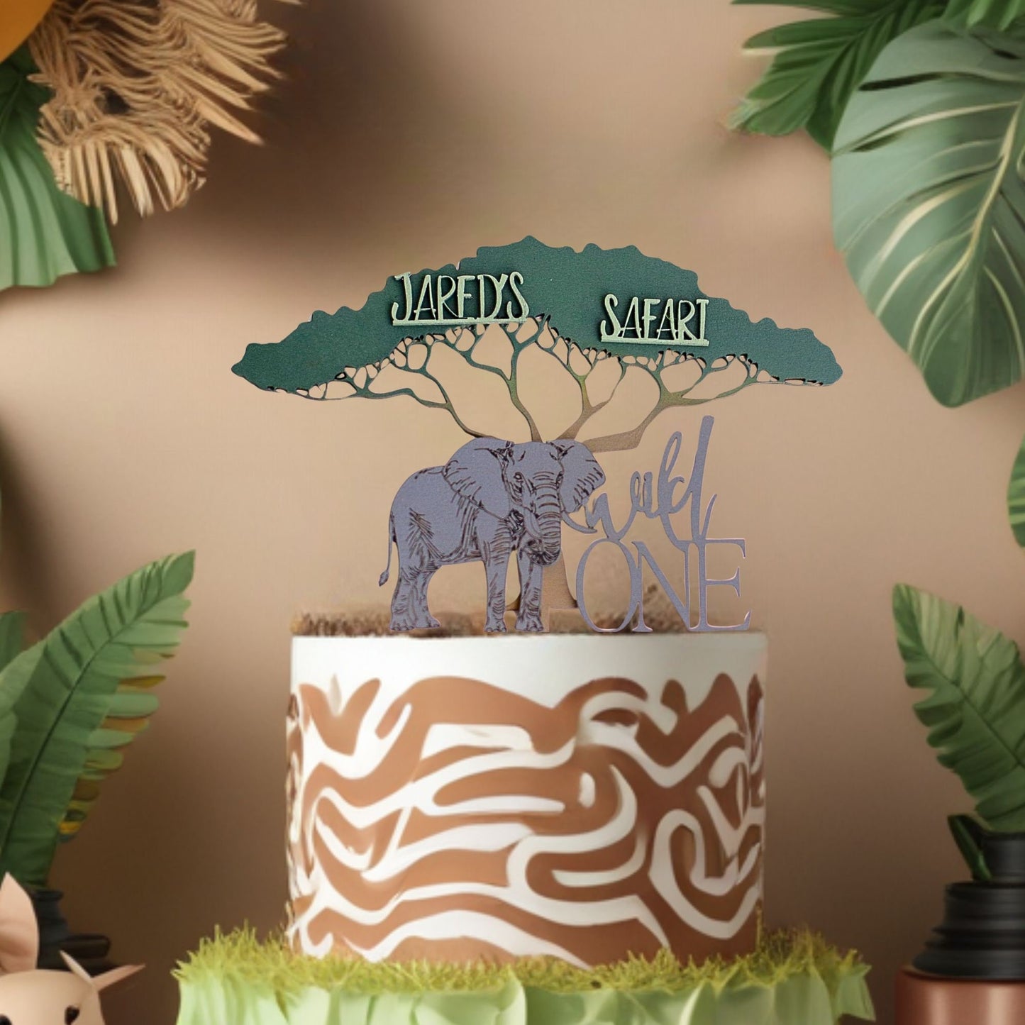 Wild One Birthday, Custom Cake Topper, First Birthday Boy, Jungle Theme Birthday Decorations, Birthday Cake Topper, Personalized Party Decor