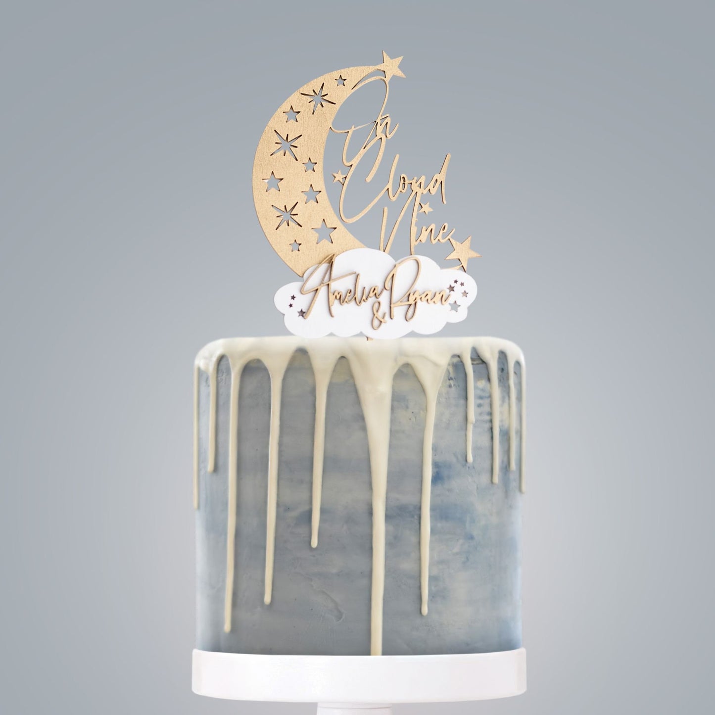 Bridal Shower Cake Topper, On Cloud Nine, Celestial Wedding, Name Cake Topper, Custom Cake Topper, Personalized Cake Topper, Wedding Shower