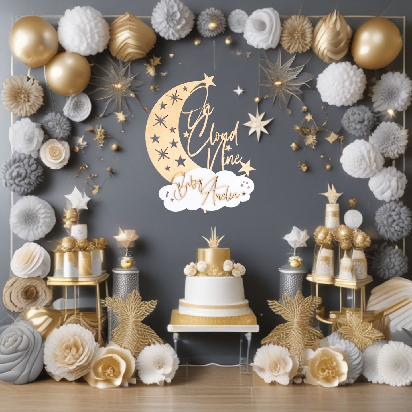 Baby Shower Sign, On Cloud Nine, Twinkle Twinkle Little Star Baby Shower, Custom Sign, Personalized Sign, Baby Shower Backdrop