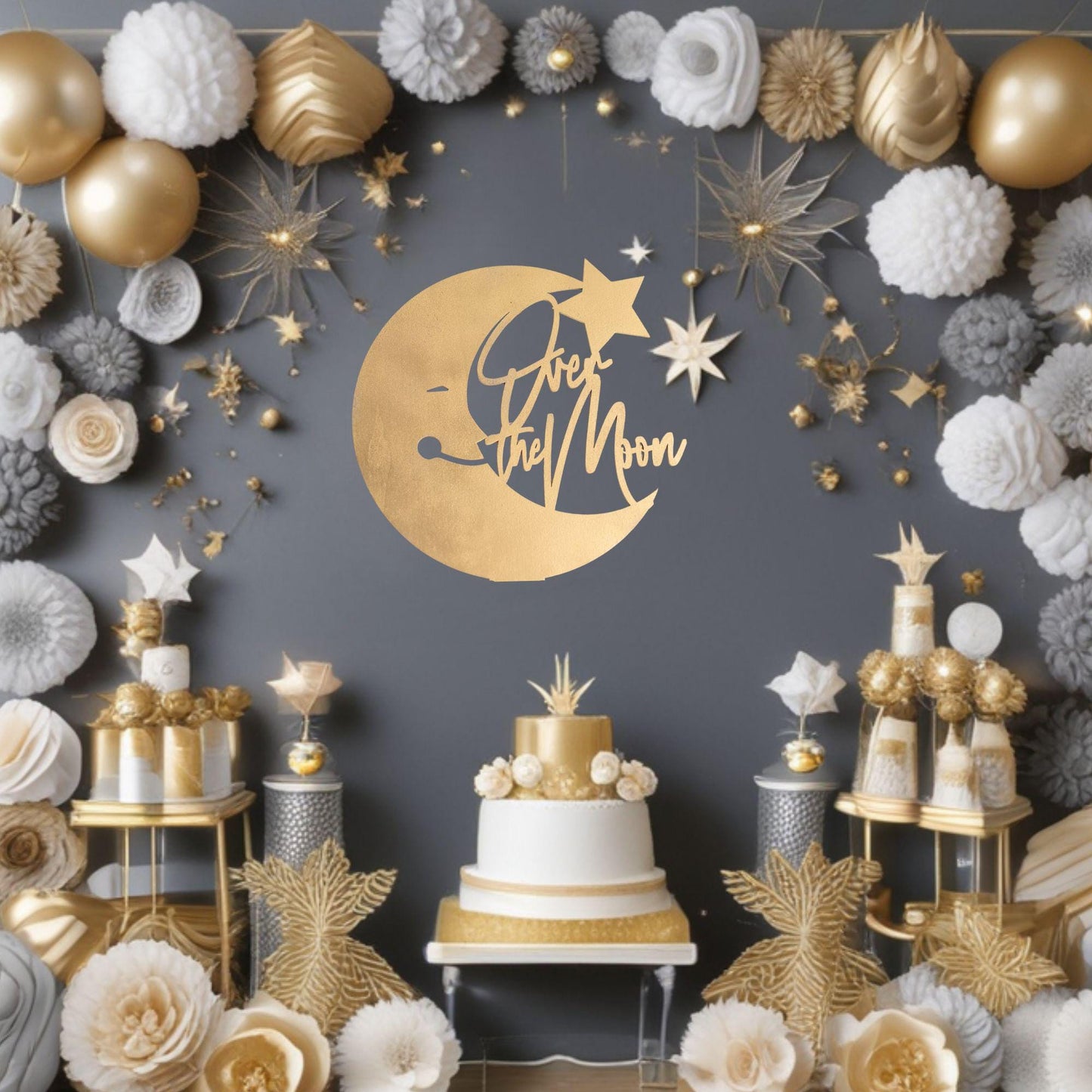 Over The Moon Baby Shower, Baby Shower Signs, Baby Shower Backdrop, Gender Reveal, Baby Shower Decor