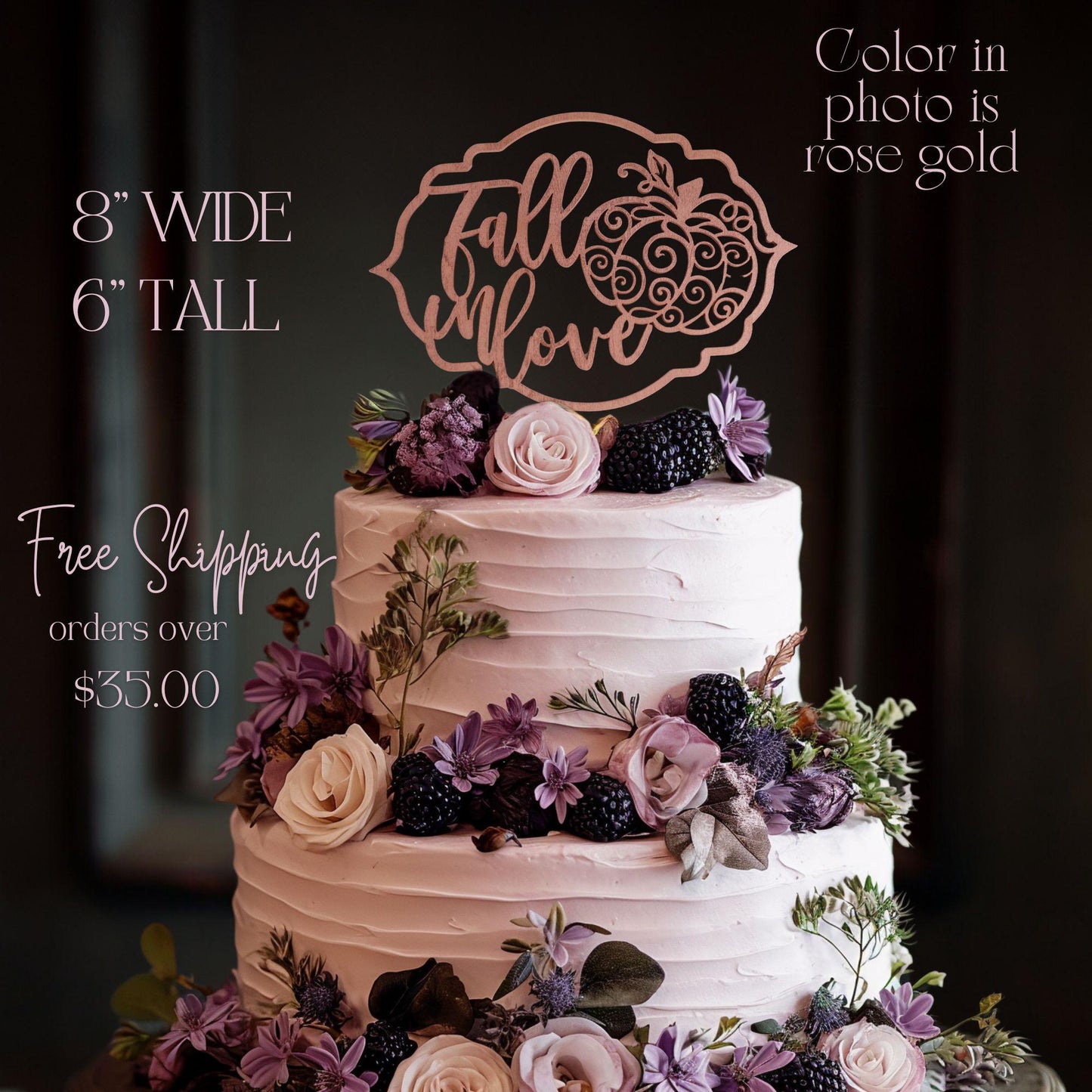 Bridal Shower Cake Topper, Fall In Love Wood Cake Topper - Perfect for Bridal Showers, Wedding Showers, Engagement Party, and Fall Wedding