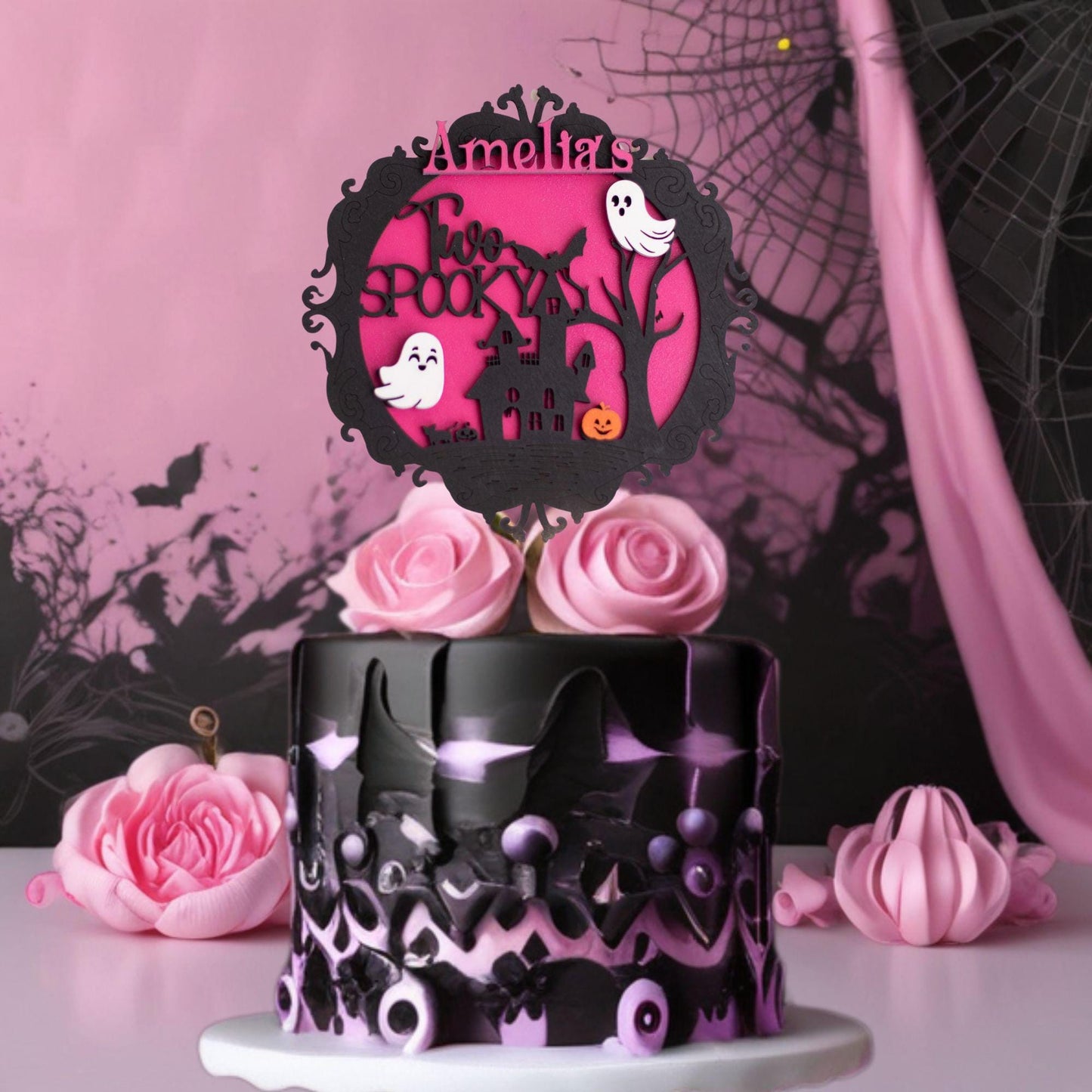 Halloween Birthday, Two Spooky, Custom Cake Topper, Birthday Cake Topper, Topper Halloween, Spooky Topper