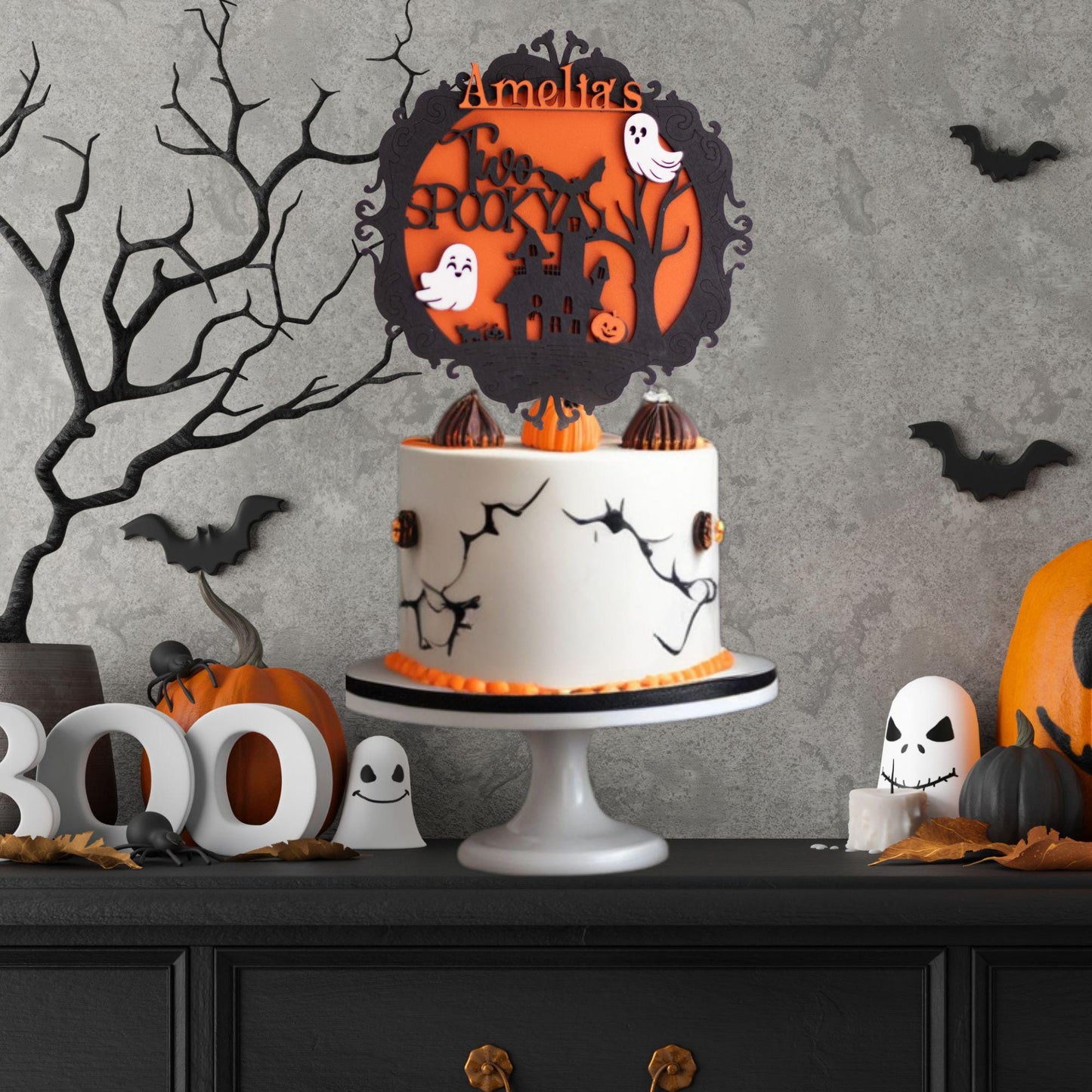 Halloween Birthday, Two Spooky, Custom Cake Topper, Birthday Cake Topper, Topper Halloween, Spooky Topper