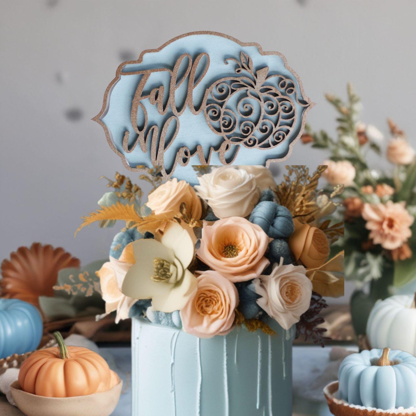 Fall Bridal Shower Cake Topper, Autumn Themed Wedding Decor, Fall Wedding Decor, Wedding Shower Cake Decoration For Fall