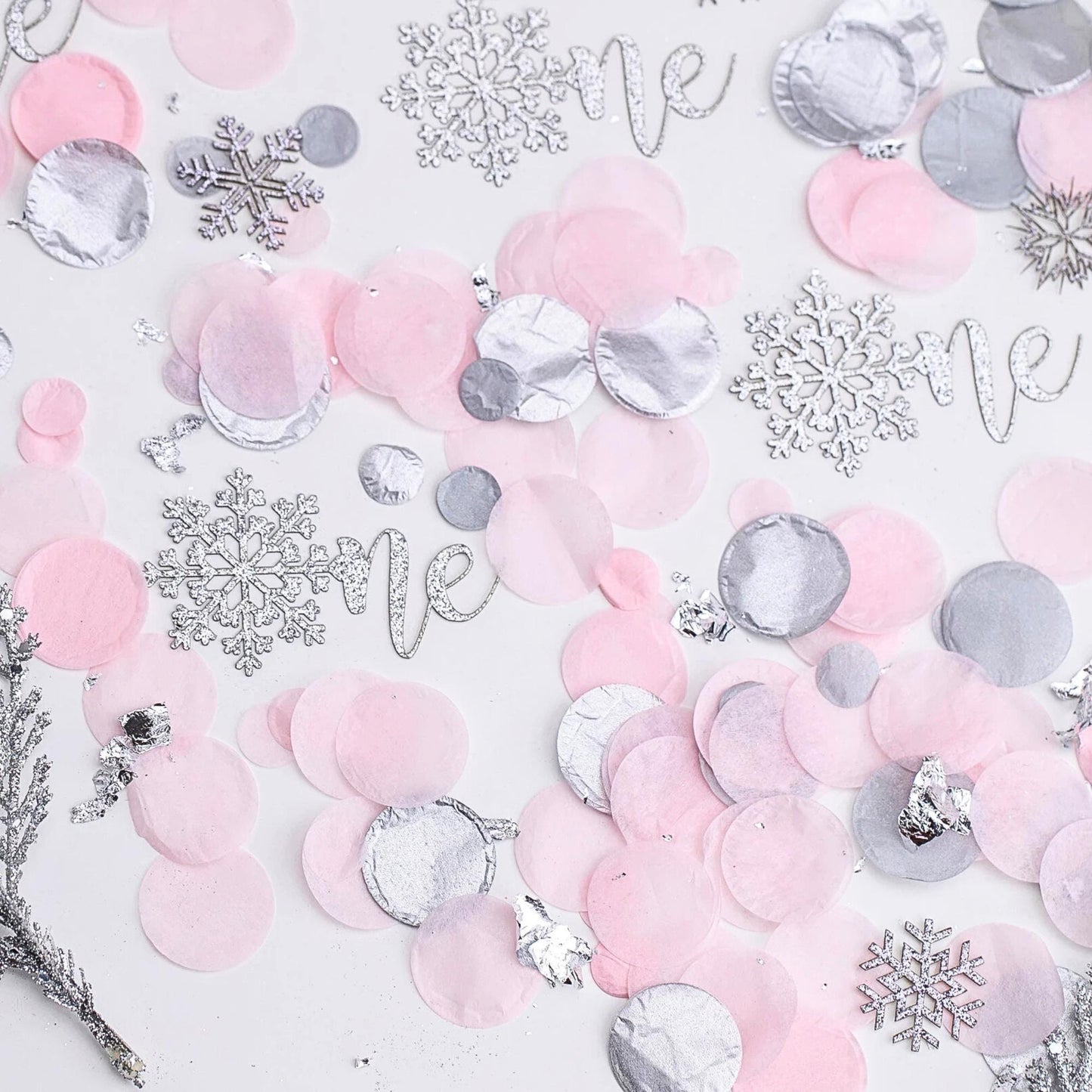 Winter Onederland Decorations Girl, 1st Birthday Girl, Snowflake Confetti, Snowflake Decoration, Pink and Silver Snowflake 1st Birthday