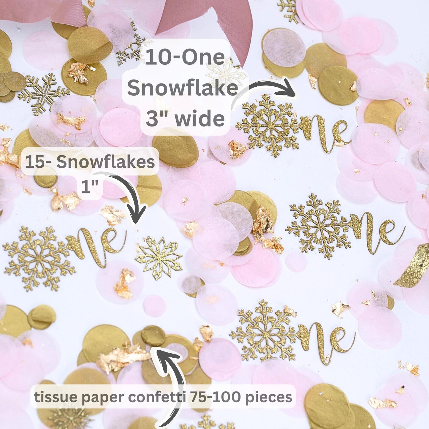 Winter Onederland Decorations Girl, 1st Birthday Girl, Snowflake Confetti, Snowflake Decoration, Pink and Gold Snowflake 1st Birthday