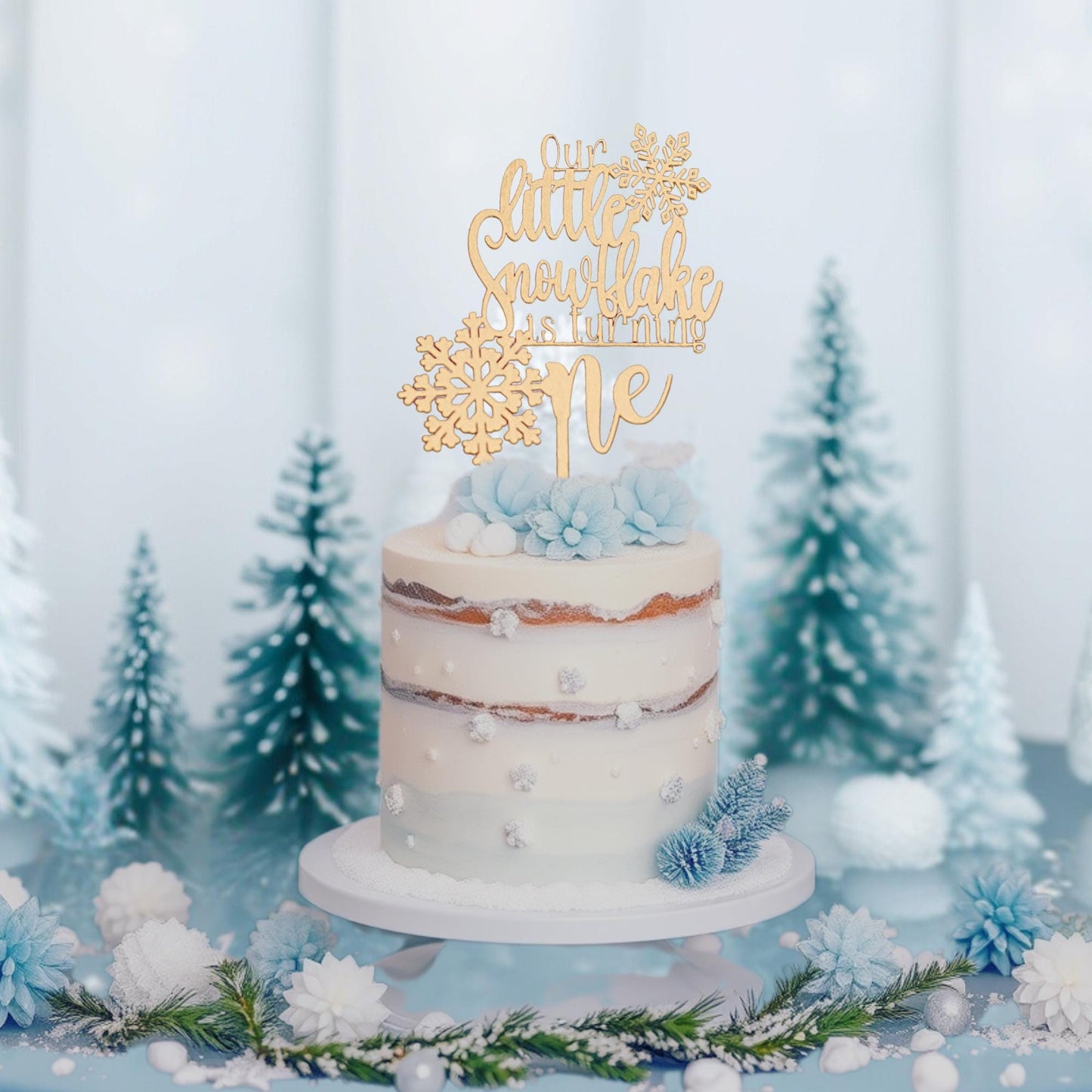 Winter Onederland, Our Little Snowflake Is Turning One Cake Topper, 1st Birthday Girl, 1st Birthday Boy, Birthday Cake Topper