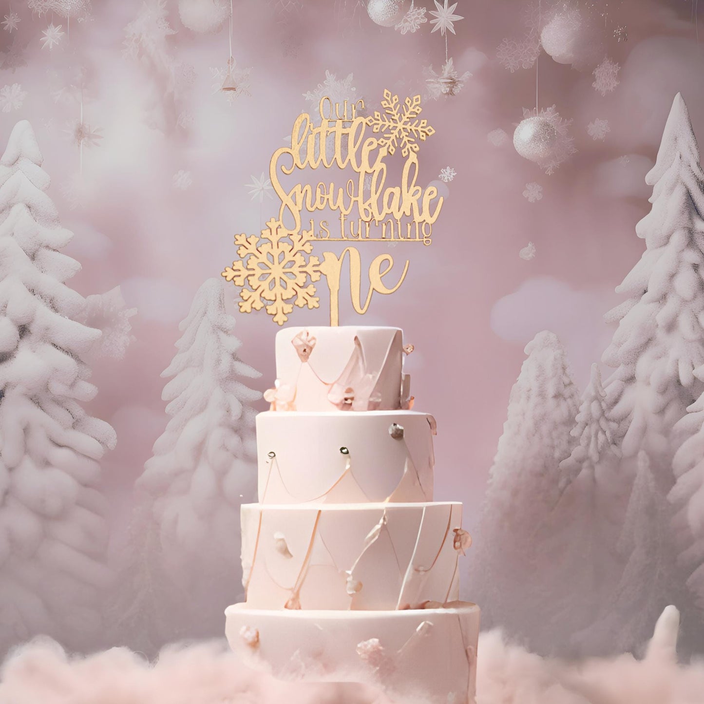 Winter Onederland, Our Little Snowflake Is Turning One Cake Topper, 1st Birthday Girl, 1st Birthday Boy, Birthday Cake Topper