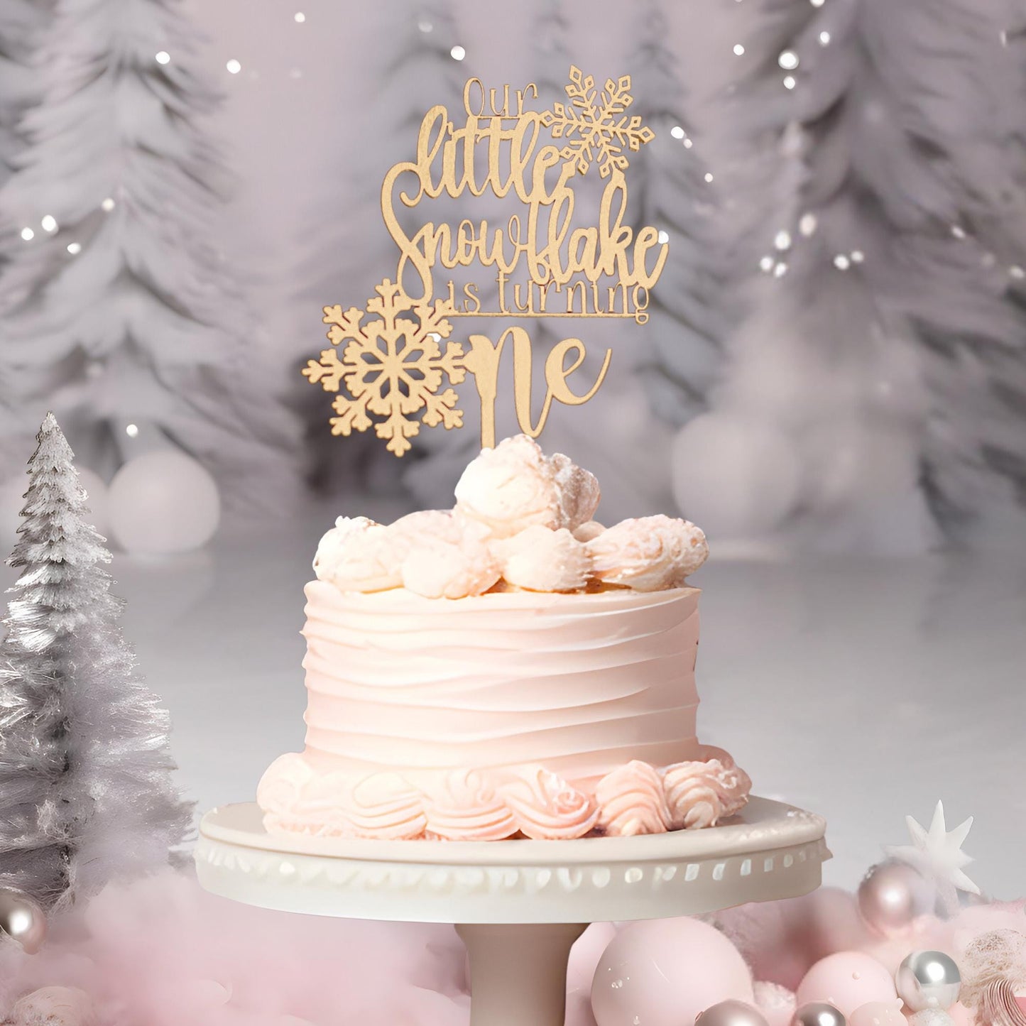 Winter Onederland, Our Little Snowflake Is Turning One Cake Topper, 1st Birthday Girl, 1st Birthday Boy, Birthday Cake Topper