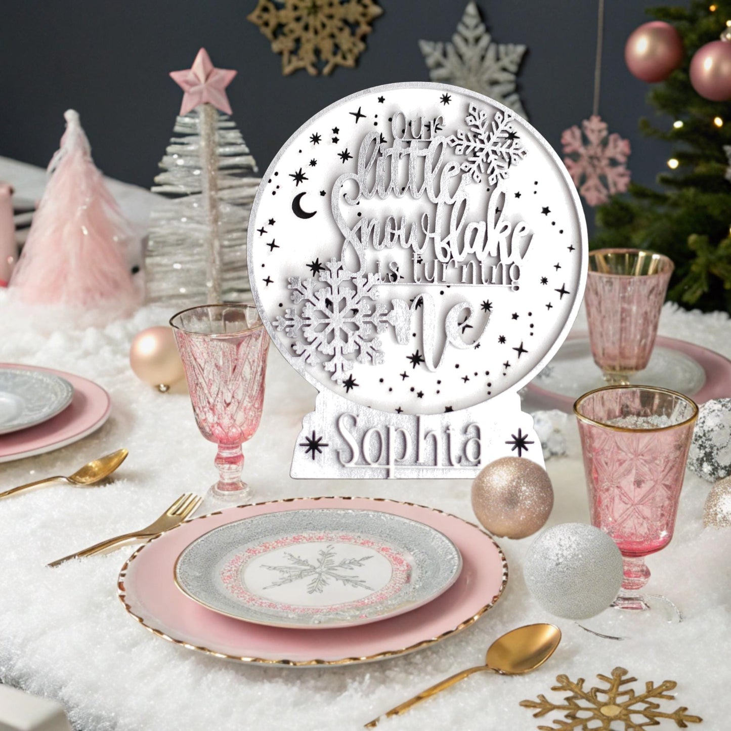 Winter Onederland 1st Birthday Girl, Centerpiece, 1st Birthday Decorations Girl, 1st Birthday Boy, Birthday Centerpiece, Customizable