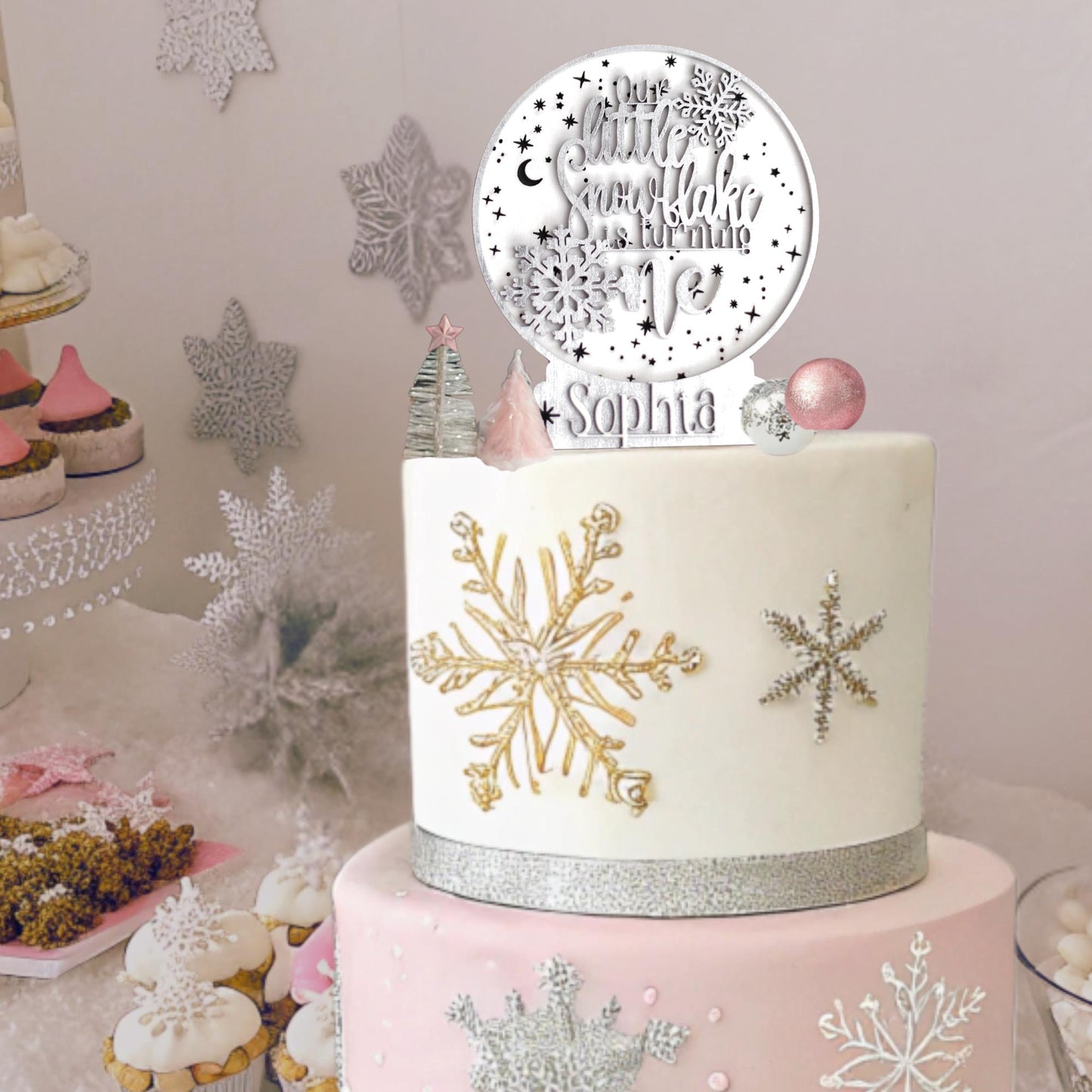 Winter Onederland 1st Birthday Girl, Custom Cake Topper, 1st Birthday Boy, Birthday Cake Topper, Personalized Cake Topper