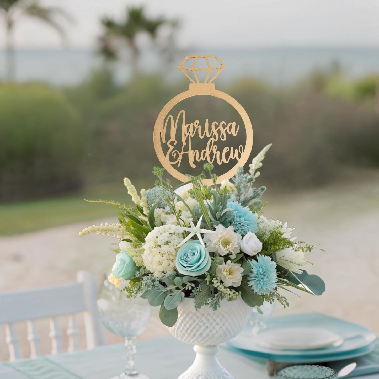 Engagement Party Decoration, Custom Engagement Party Decorations, Engagement Ring Decor, Custom Centerpiece Signs, Custom Name Centerpiece