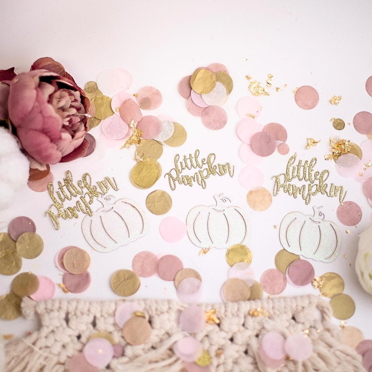 Little Pumpkin Baby Shower Confetti, Fall Baby Shower, Pink, Rose and Gold, Pink Pumpkin, Baby Shower Decorations Girl, Pumpkin Birthday