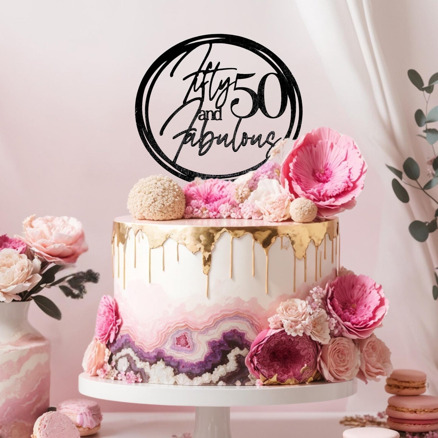 50th Birthday Cake Topper, 40th Birthday, Birthday Cake Topper, Custom Cake Topper, Fifty And Fabulous, 40 and Fabulous,