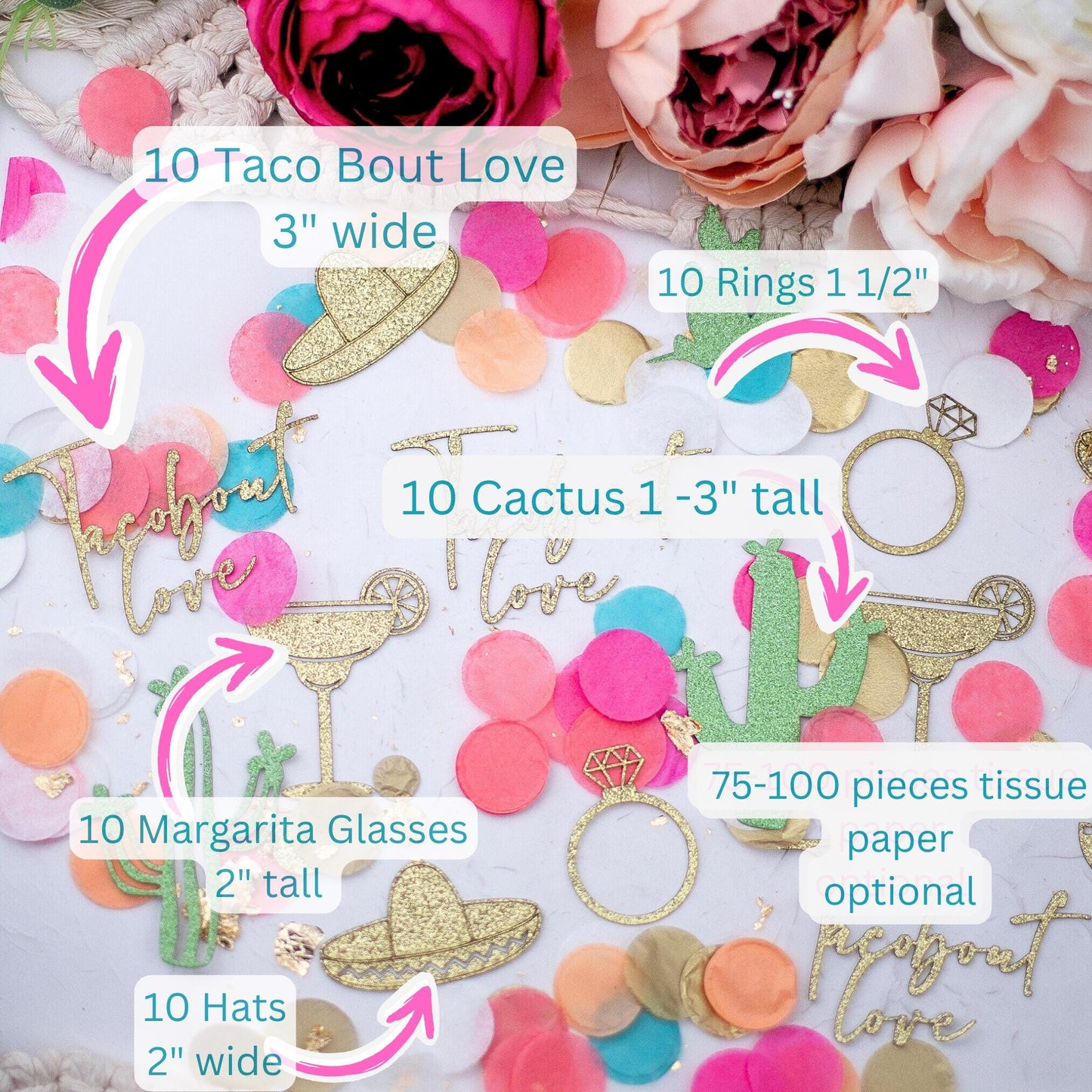 Taco Bout Love Bridal Shower Decorations, Confetti, Bachelorette Party Confetti, Fiesta Bridal Shower,