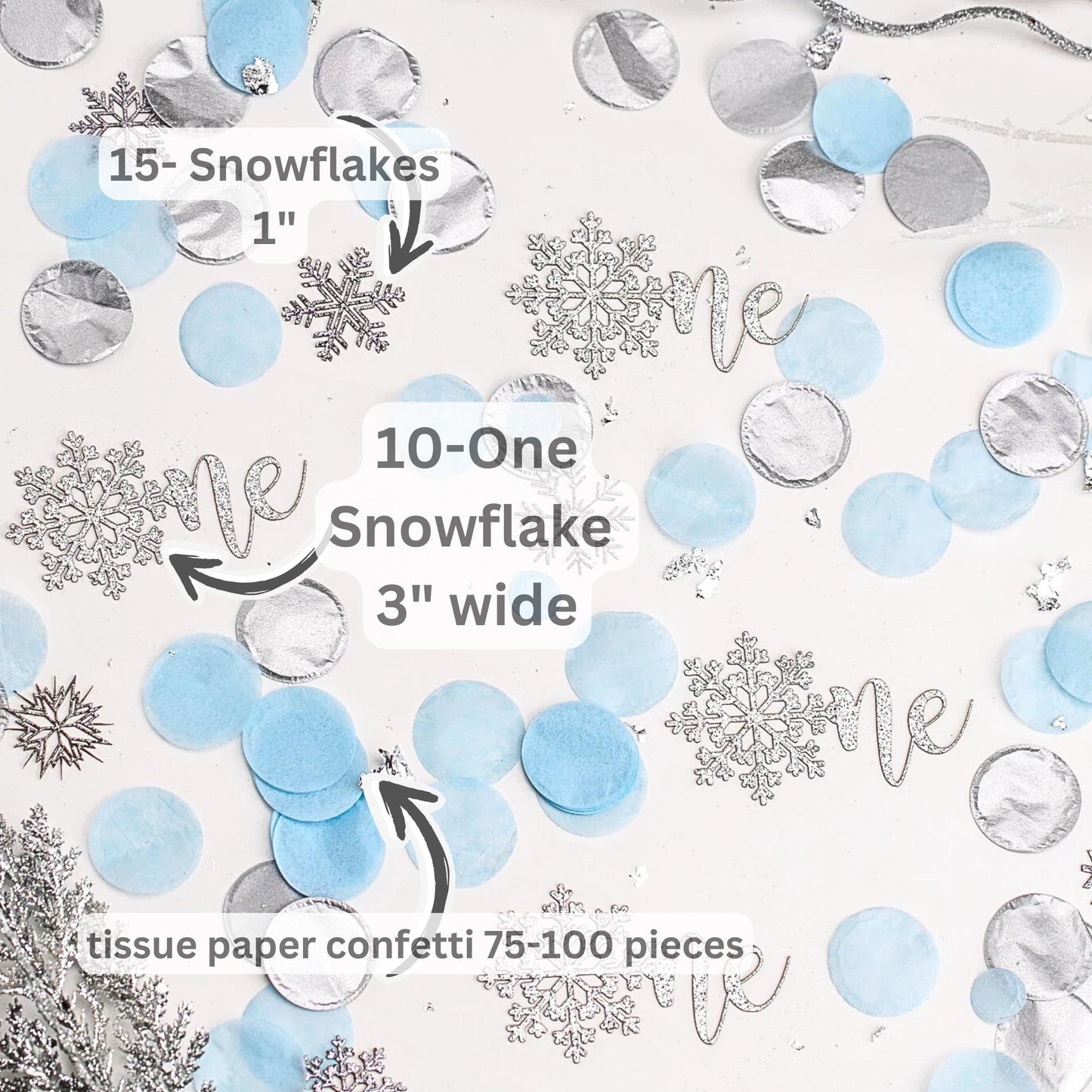 Winter Onederland Decorations Boy , 1st Birthday Boy, Snowflake Confetti, Snowflake Decoration, Blue and Silver Snowflake 1st Birthday
