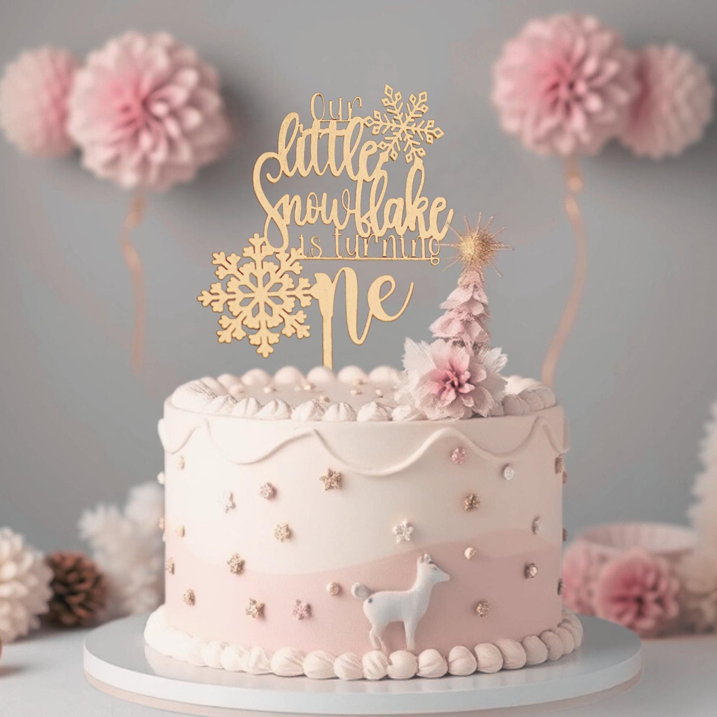 Winter Onederland, Our Little Snowflake Is Turning One Cake Topper, 1st Birthday Girl, 1st Birthday Boy, Birthday Cake Topper