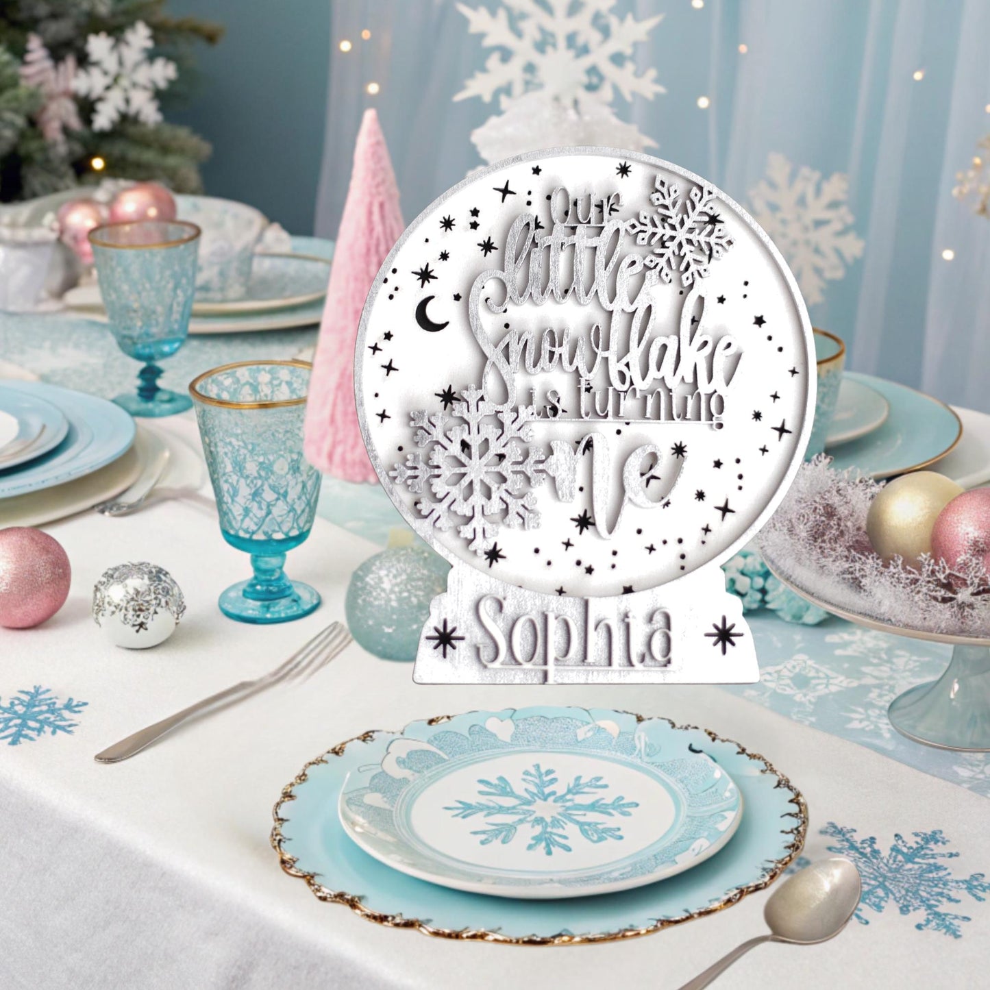 Winter Onederland 1st Birthday Girl, Centerpiece, 1st Birthday Decorations Girl, 1st Birthday Boy, Birthday Centerpiece, Customizable