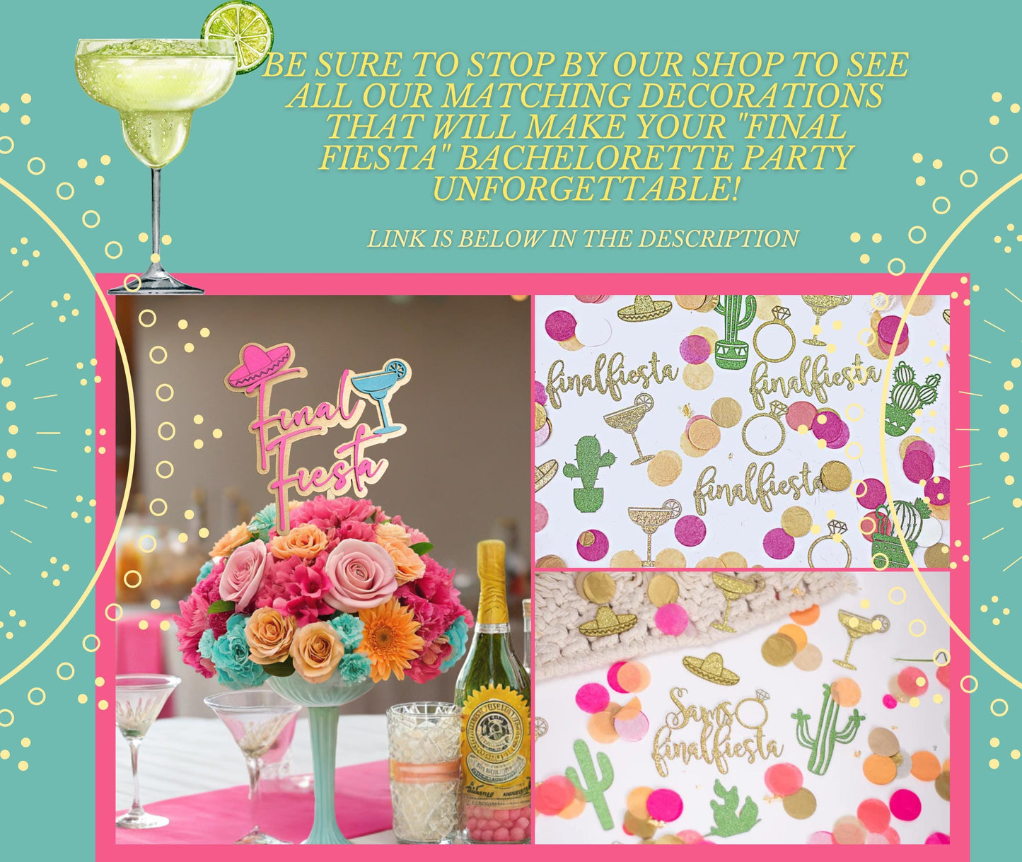 Bachelorette Final Fiesta, Final Fiesta Bachelorette Party Decorations, Cake Topper, Custom Bachelorette Bachelorette Party Supplies