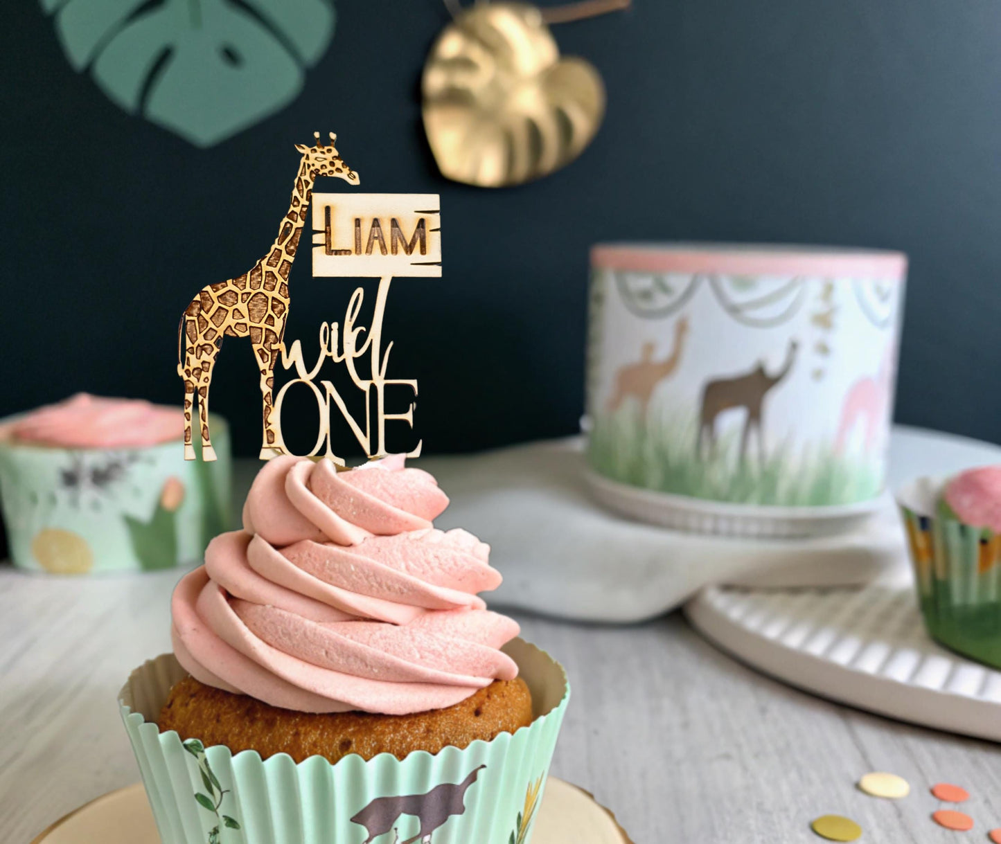 Wild One Birthday, Custom Cupcake Toppers, Safari 1st Birthday, Personalized Cupcake Topper, Jungle Birthday Theme, First Birthday Safari
