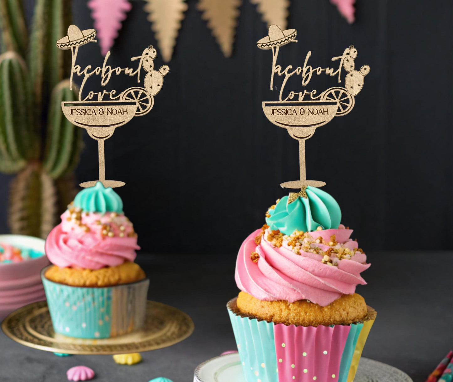 Taco Bout Love Bridal Shower Decorations, Custom Cupcake Toppers, Personalized Cupcake Toppers, Fiesta Bridal Shower, Engagement Party Decor