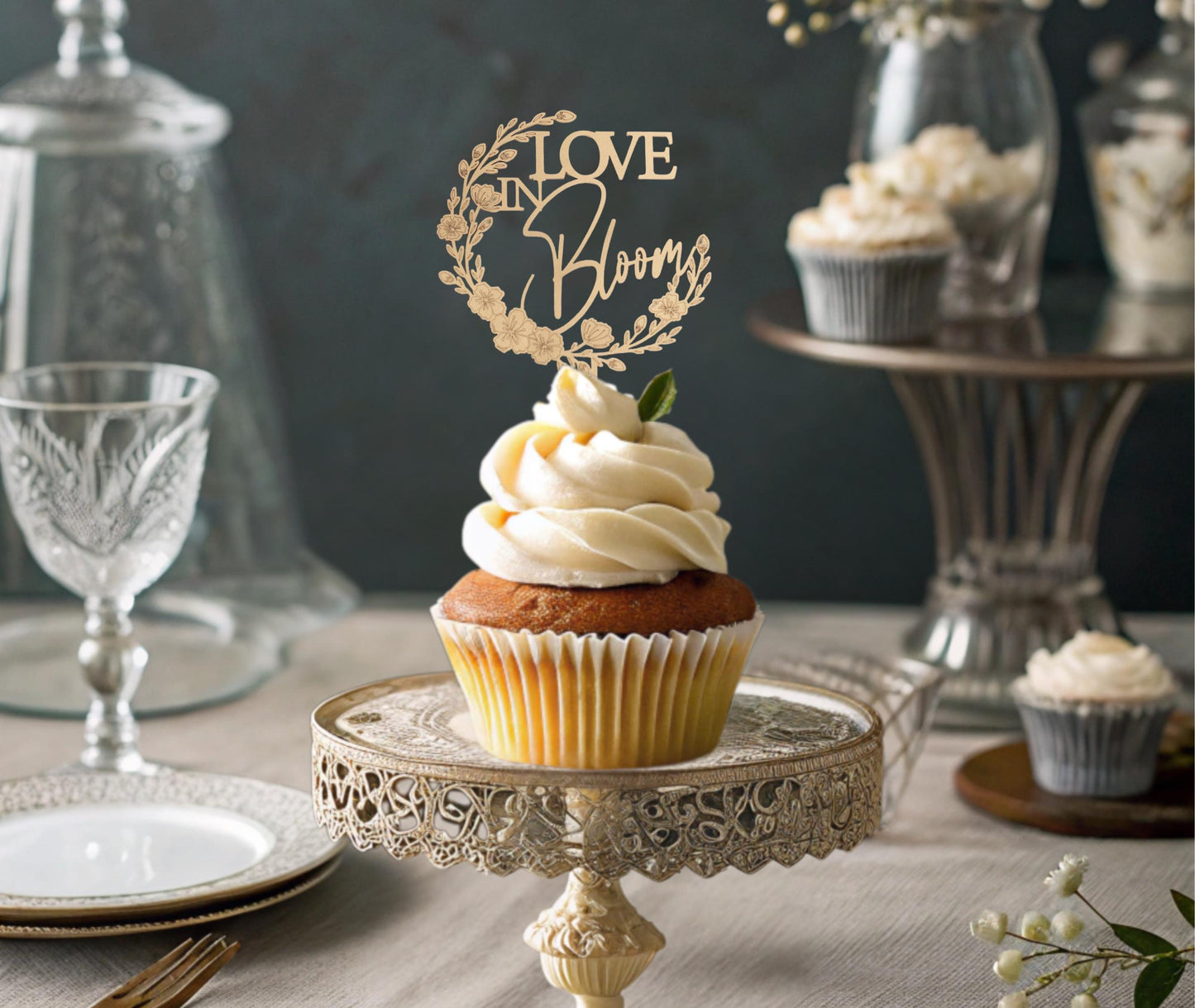 Love In Bloom Bridal Shower, Cup Cake Toppers, Floral Bridal Shower Decorations, Floral Wedding Shower Decor, Wildflower Bridal Shower