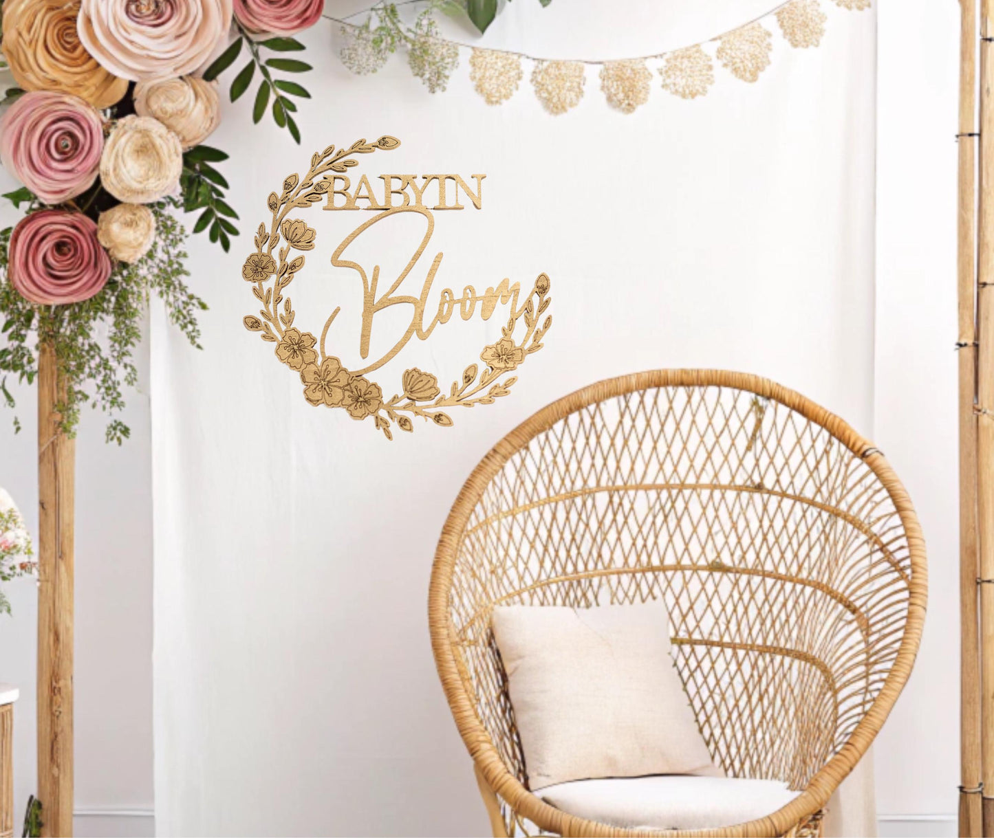 Baby In Bloom Baby Shower Sign for Floral Baby Shower Decorations, Baby Shower Decor Blooming Baby Shower Backdrop Decorations