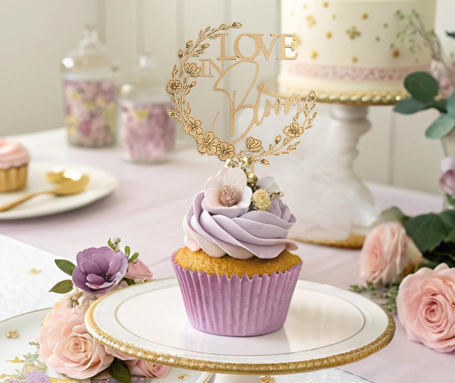 Love In Bloom Bridal Shower, Cup Cake Toppers, Floral Bridal Shower Decorations, Floral Wedding Shower Decor, Wildflower Bridal Shower