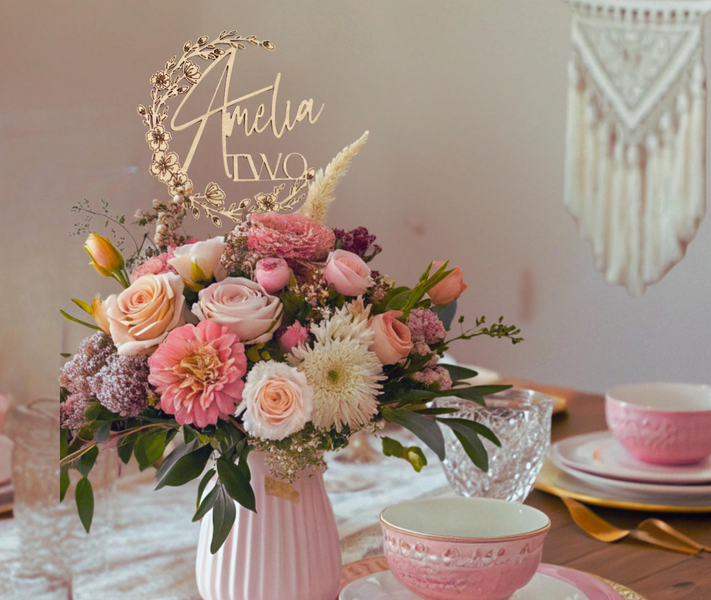 Floral Birthday Decorations, Birthday Centerpiece, Wildflower Birthday, Custom Baby Birthday Decorations, Baby Name Decorations, 1stBirthday