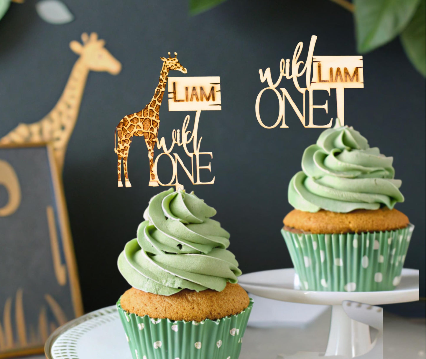 Wild One Birthday, Custom Cupcake Toppers, Safari 1st Birthday, Personalized Cupcake Topper, Jungle Birthday Theme, First Birthday Safari