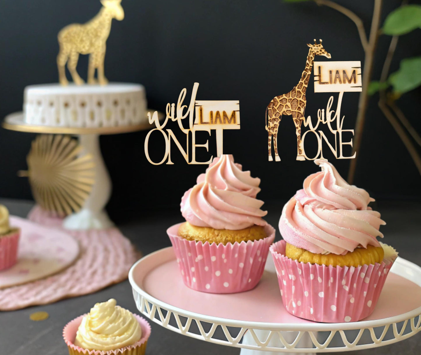 Wild One Birthday, Custom Cupcake Toppers, Safari 1st Birthday, Personalized Cupcake Topper, Jungle Birthday Theme, First Birthday Safari