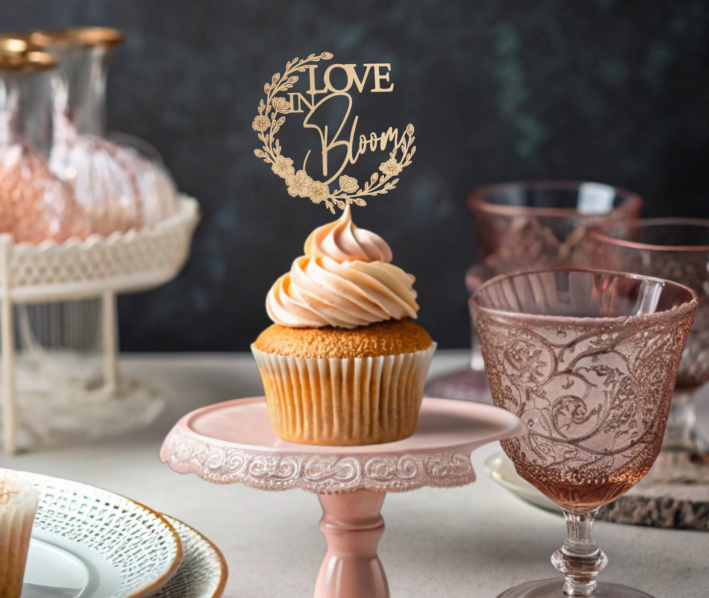 Love In Bloom Bridal Shower, Cup Cake Toppers, Floral Bridal Shower Decorations, Floral Wedding Shower Decor, Wildflower Bridal Shower